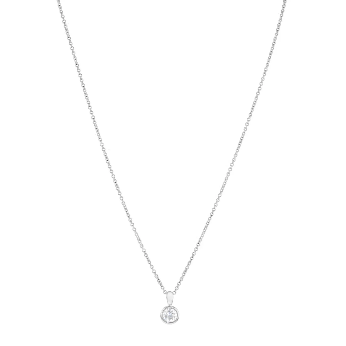 0.15ct Brilliant Cut Diamond Rubover Necklace | Pre-Loved | 9K White Gold - Image 2