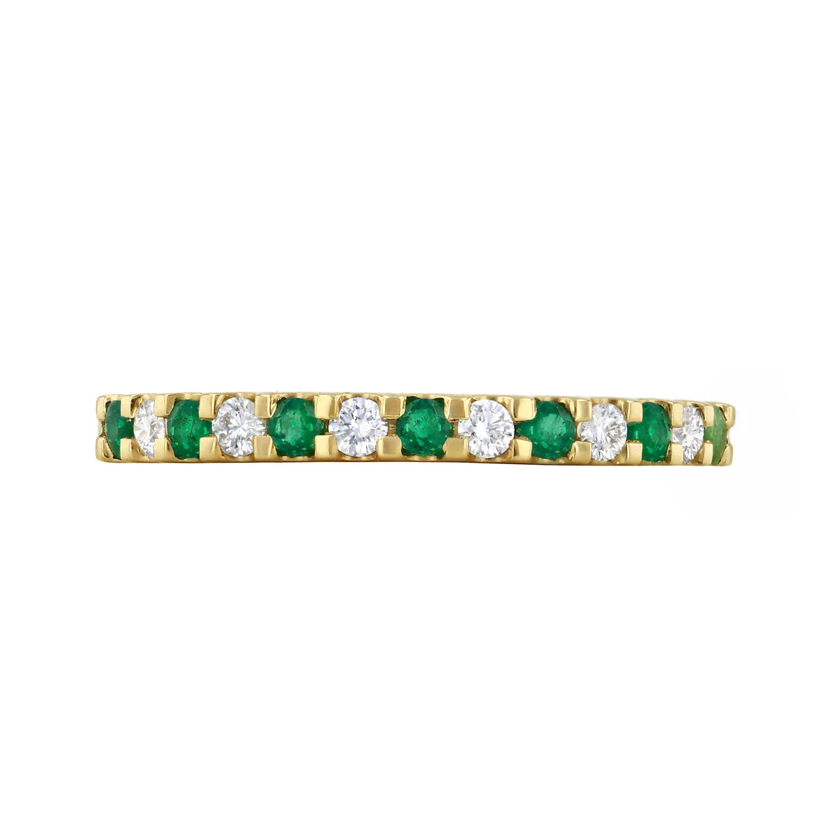 Bijou Collection 0.16ct Emerald and Diamond Half Eternity Ring | 9K Yellow Gold - Image 2