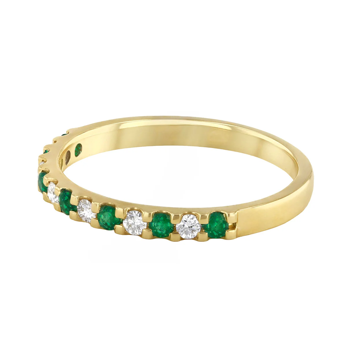 Bijou Collection 0.16ct Emerald and Diamond Half Eternity Ring | 9K Yellow Gold - Image 3