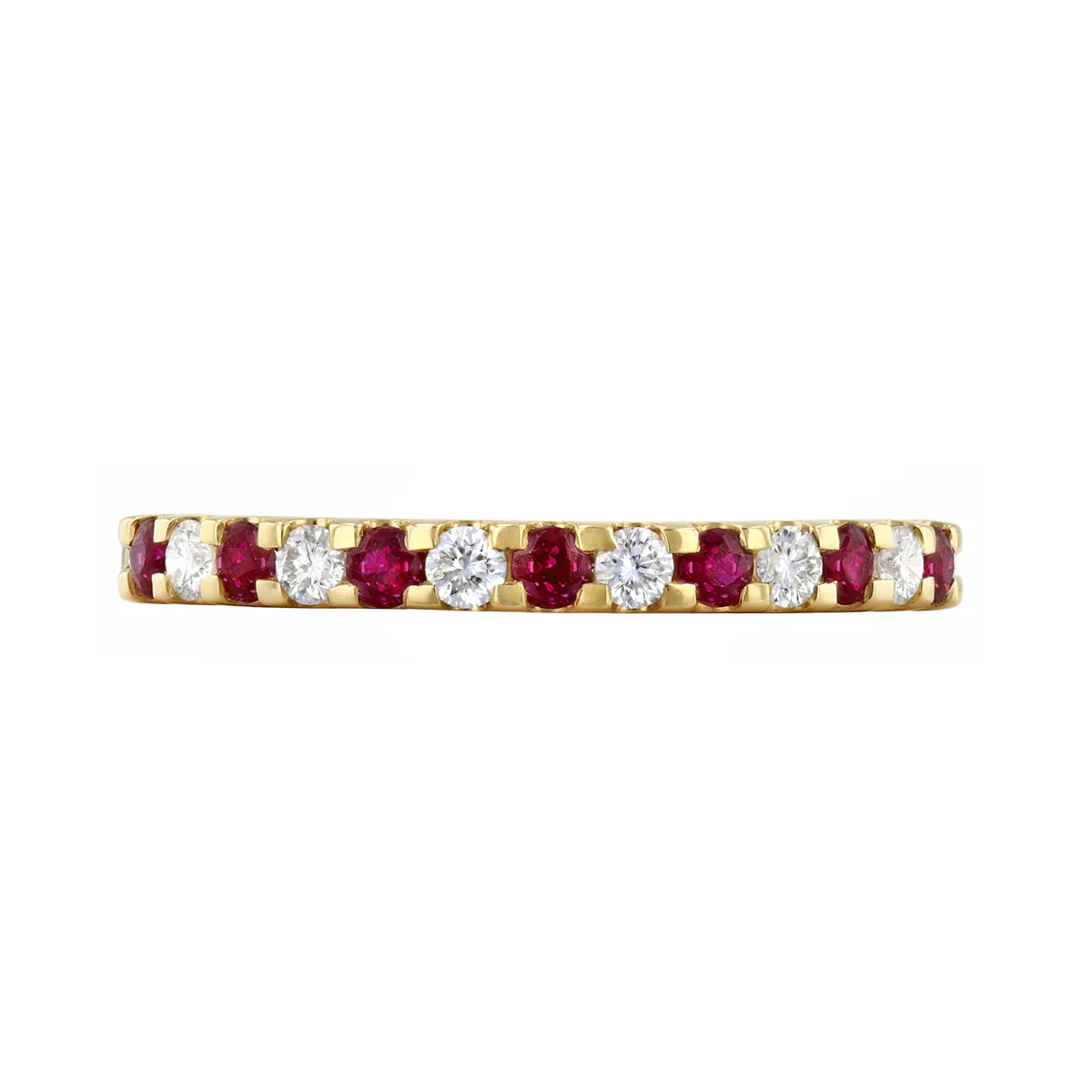 Birthstone Collection 0.24ct Ruby and Diamond Scalloped Half Eternity Ring | 9K Yellow Gold - Image 2