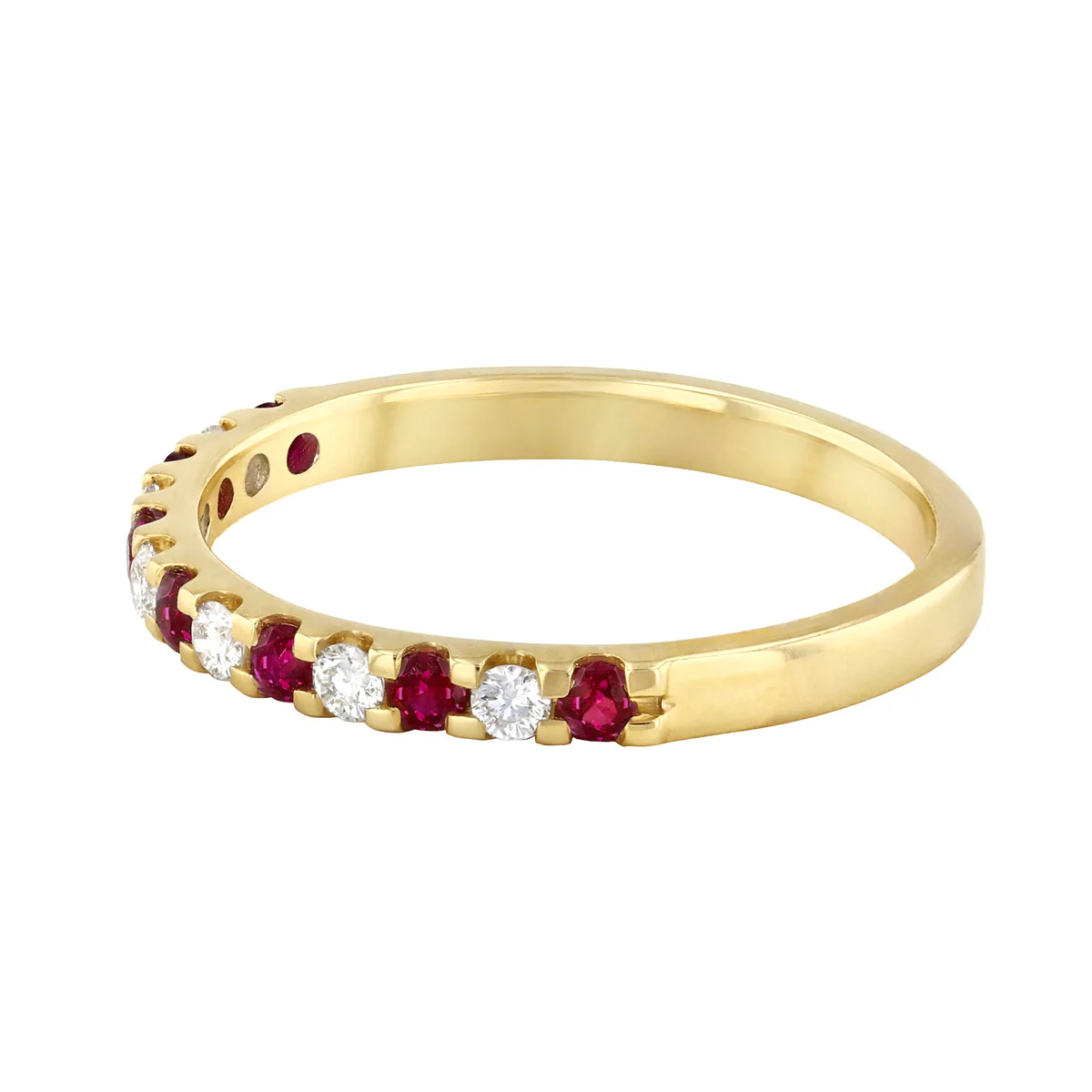 Birthstone Collection 0.24ct Ruby and Diamond Scalloped Half Eternity Ring | 9K Yellow Gold - Image 3