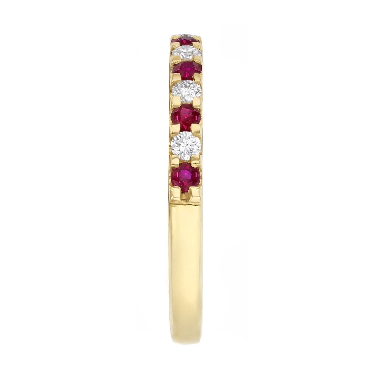 Birthstone Collection 0.24ct Ruby and Diamond Scalloped Half Eternity Ring | 9K Yellow Gold - Image 4