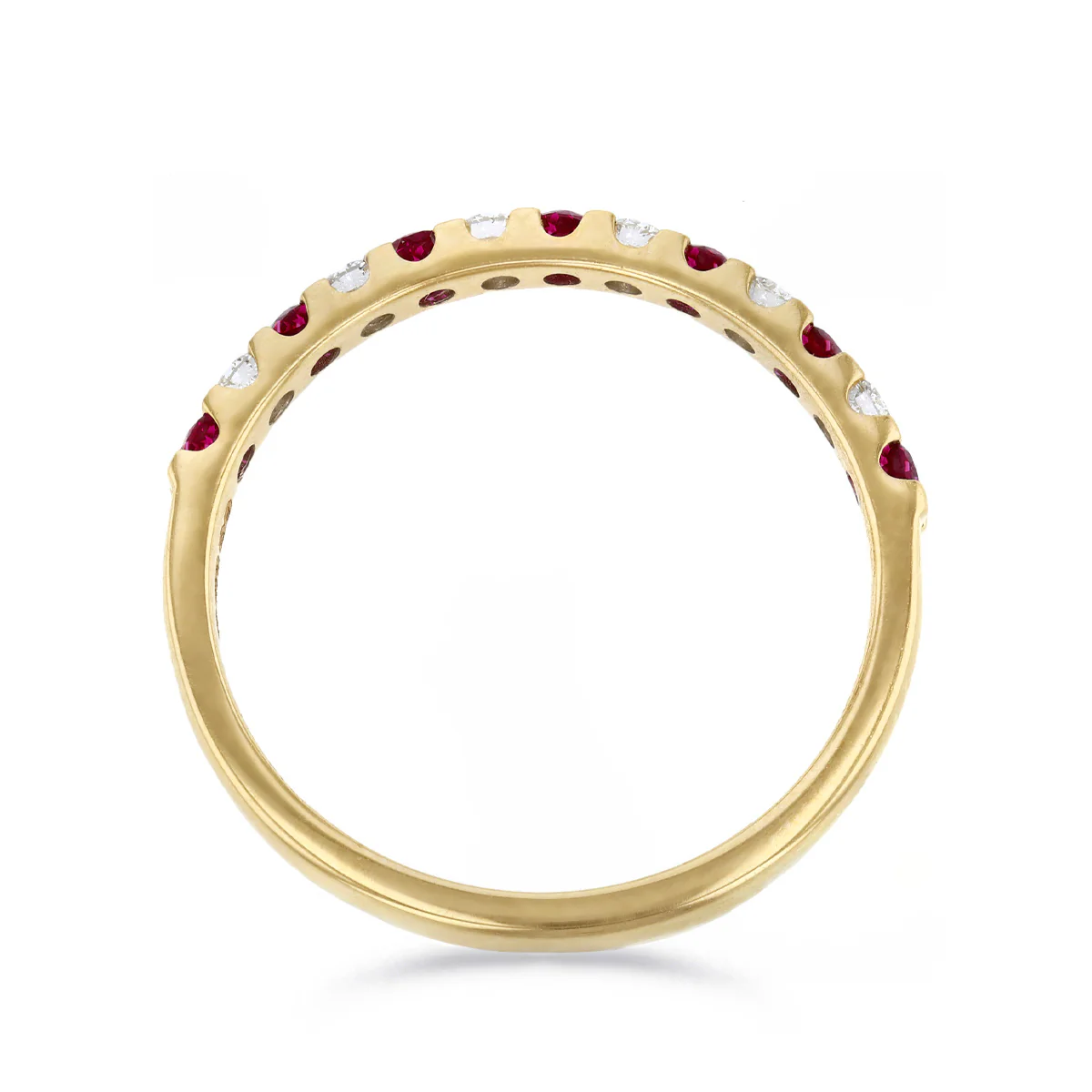 Birthstone Collection 0.24ct Ruby and Diamond Scalloped Half Eternity Ring | 9K Yellow Gold - Image 5