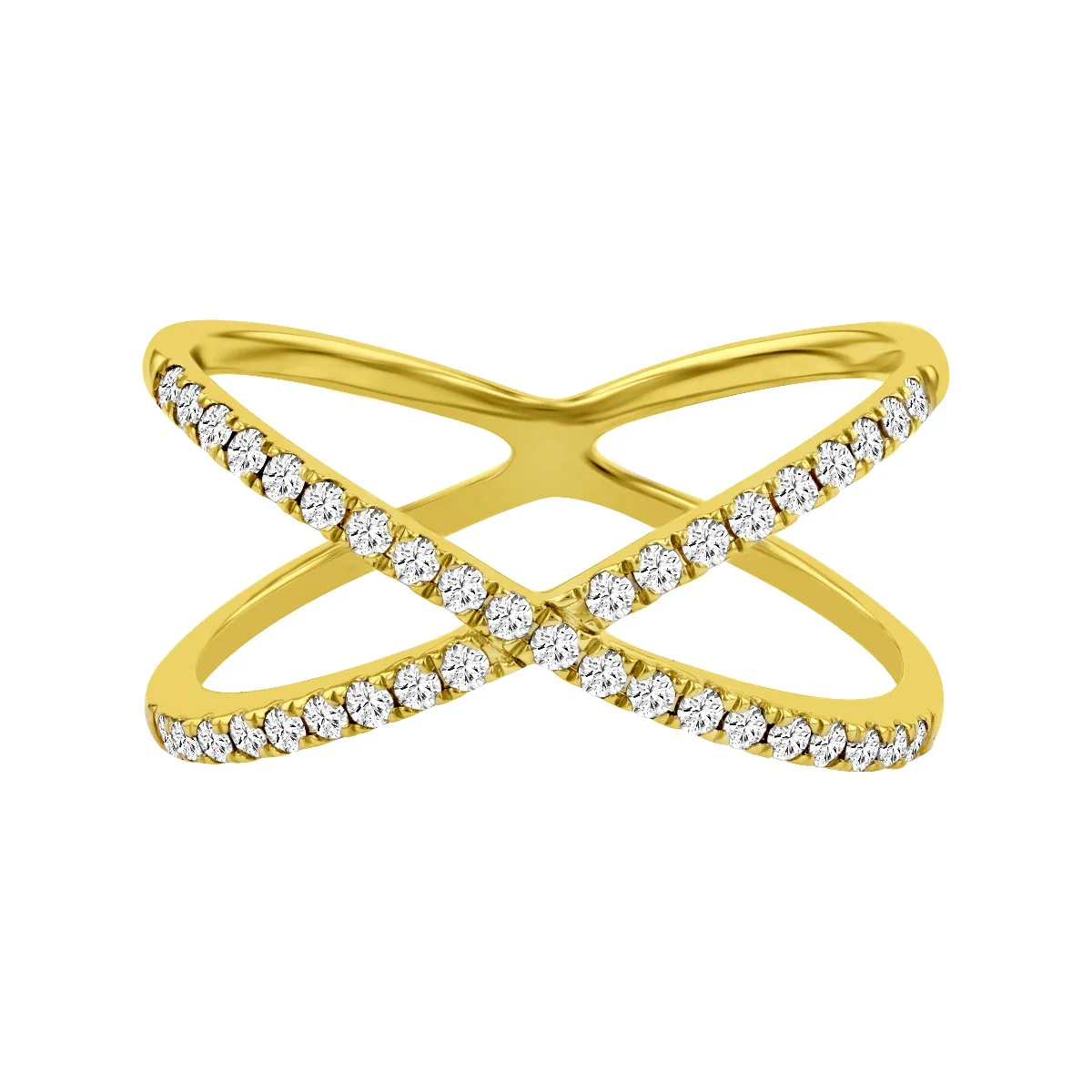 0.27ct Diamond Cross Over Ring | 9K Solid Yellow Gold - Image 7