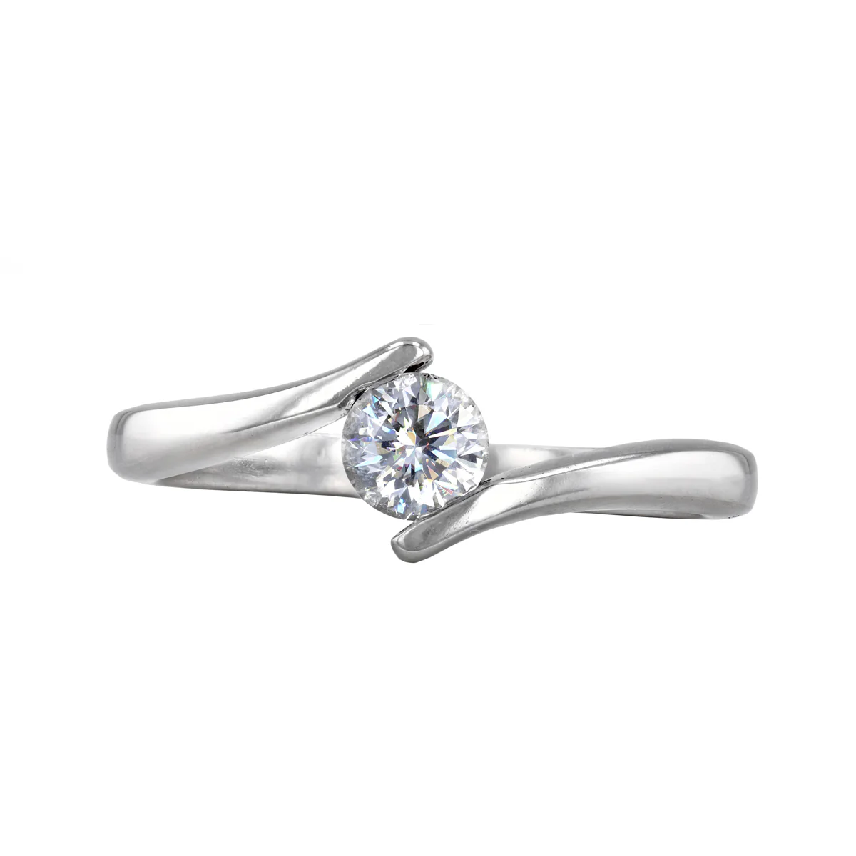 0.30ct Round Brilliant Solitaire Twist Ring | Pre-Loved | 18K White Gold - Image 5