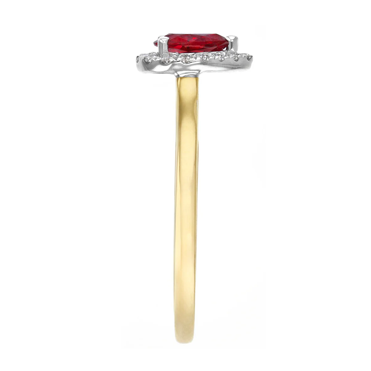 Bijou Collection 0.36ct Pear Cut Ruby and Diamond Halo Ring | 9K Yellow Gold - Image 4