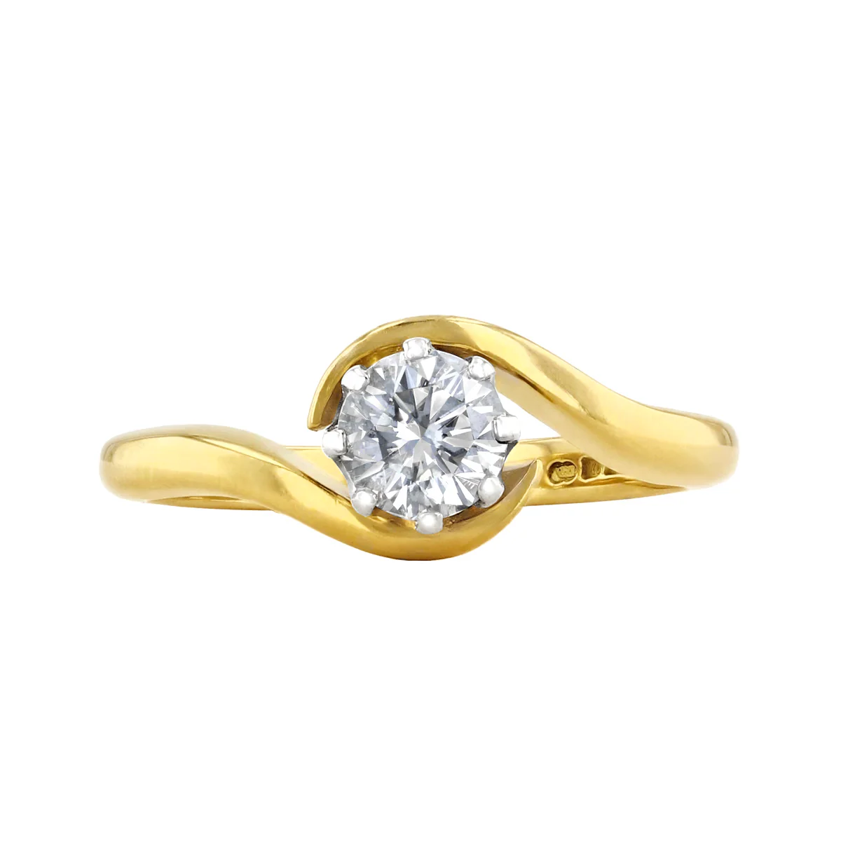 0.43ct Brilliant Cut Diamond Twist Engagement Ring | Pre-Loved | 18K Yellow Gold - Image 2