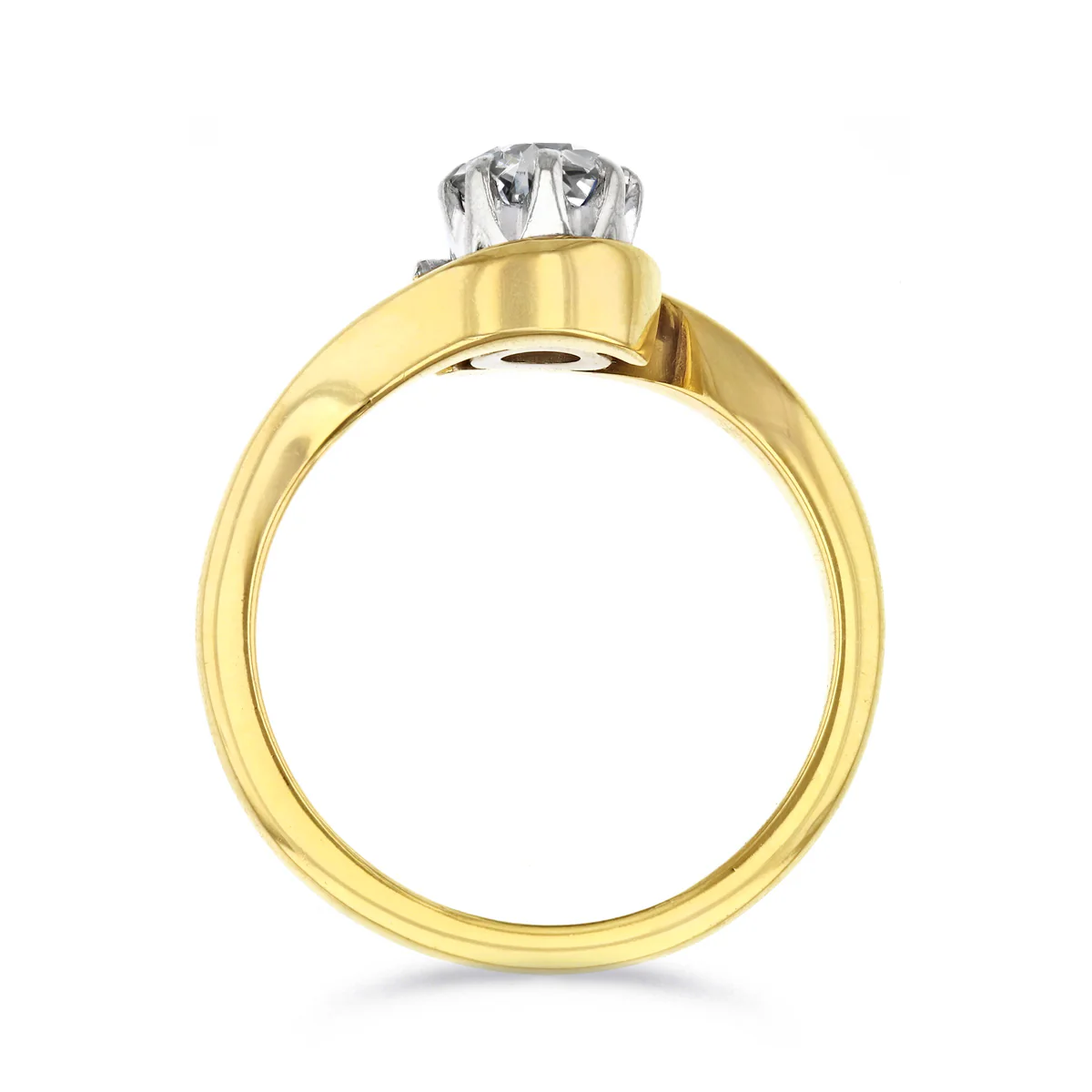 0.43ct Brilliant Cut Diamond Twist Engagement Ring | Pre-Loved | 18K Yellow Gold - Image 5