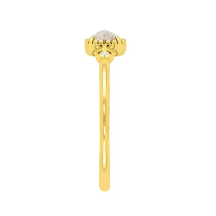 0.45ct Rose Cut Salt and Pepper Diamond Tiara Ring Set | 18K Yellow Gold - Image 5