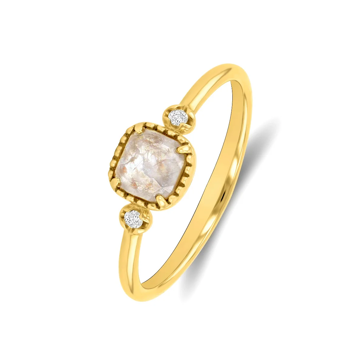 0.45ct Rose Cut Salt and Pepper Diamond Tiara Ring Set | 18K Yellow Gold - Image 6