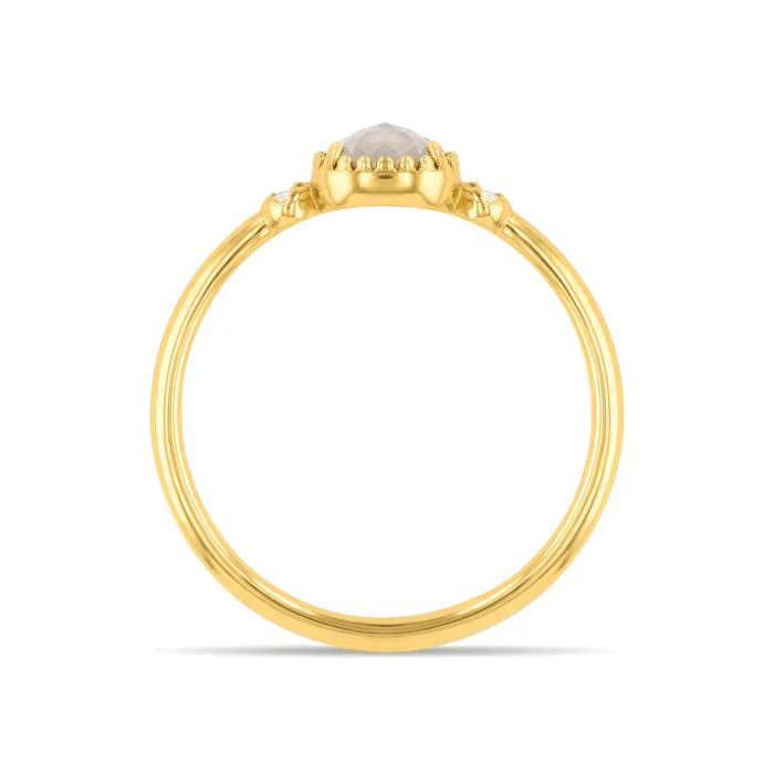 0.45ct Rose Cut Salt and Pepper Diamond Tiara Ring Set | 18K Yellow Gold - Image 8