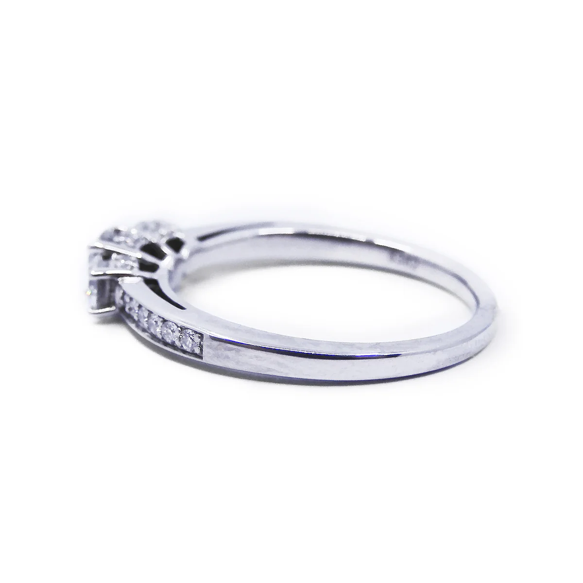 0.50ct Diamond Three Stone and Channel Set Shoulders Engagement Ring | Pre-Loved | 18K White Gold - Image 2