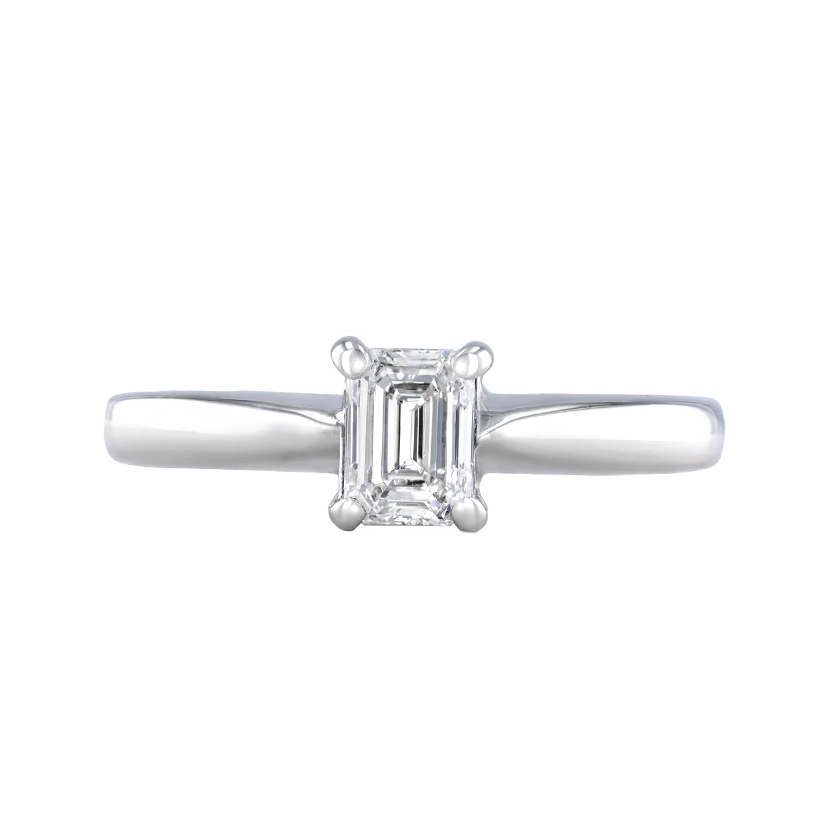 0.50ct Emerald Cut Solitaire Engagement Ring | Pre-Loved | 18K White Gold - Image 2