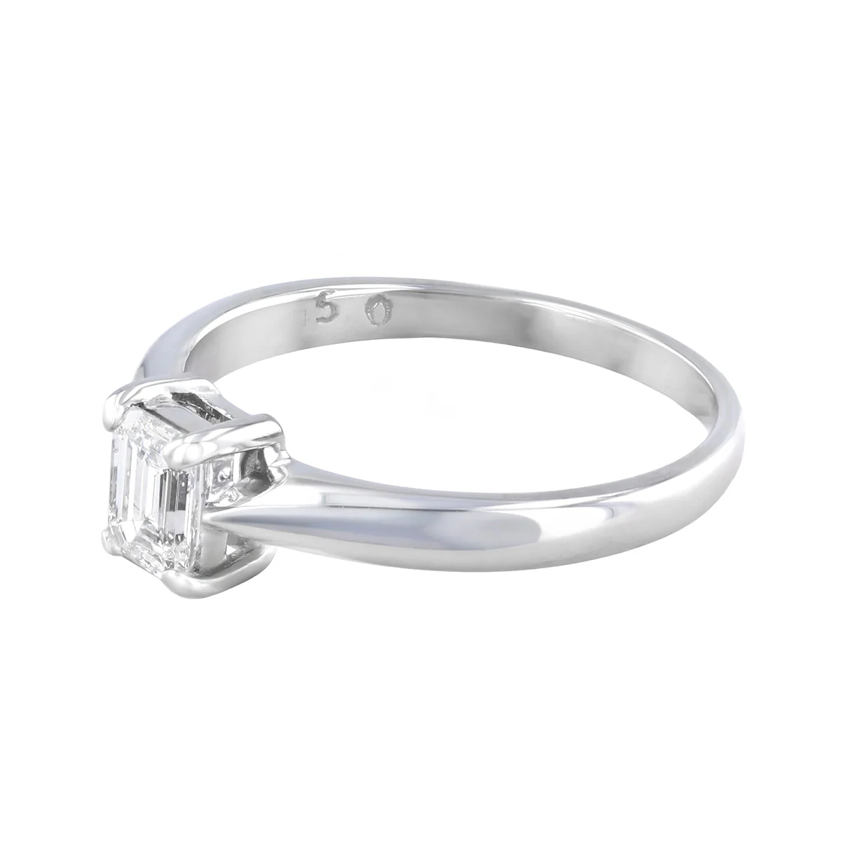 0.50ct Emerald Cut Solitaire Engagement Ring | Pre-Loved | 18K White Gold - Image 3
