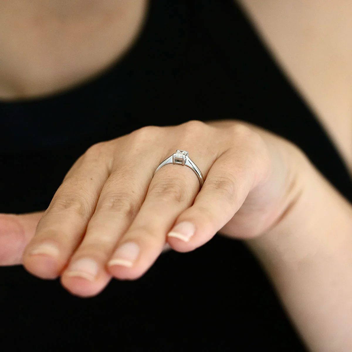 0.50ct Emerald Cut Solitaire Engagement Ring | Pre-Loved | 18K White Gold - Image 8