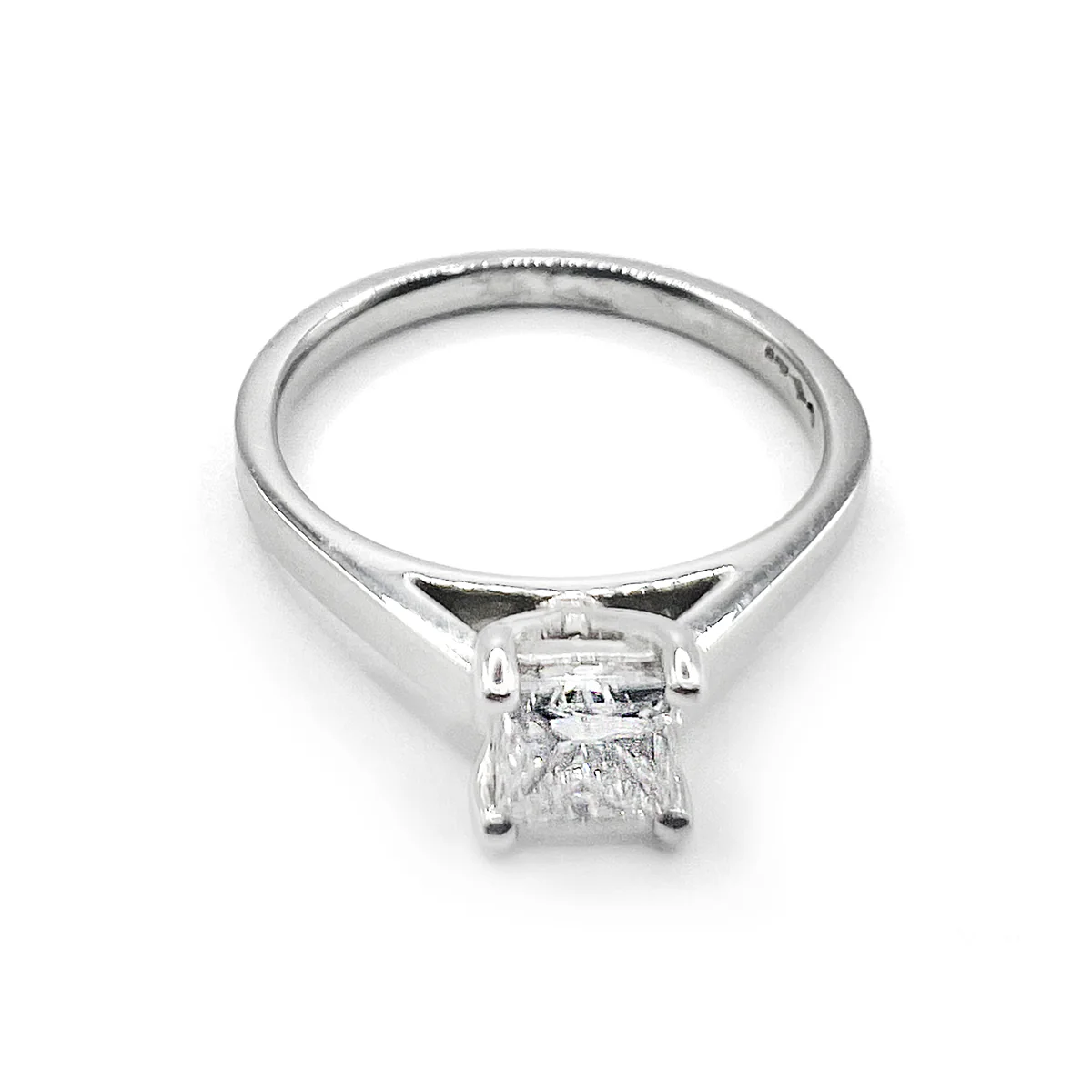 0.50ct Princess Cut D Colour Diamond Ring | Pre-Loved | Platinum - Image 3