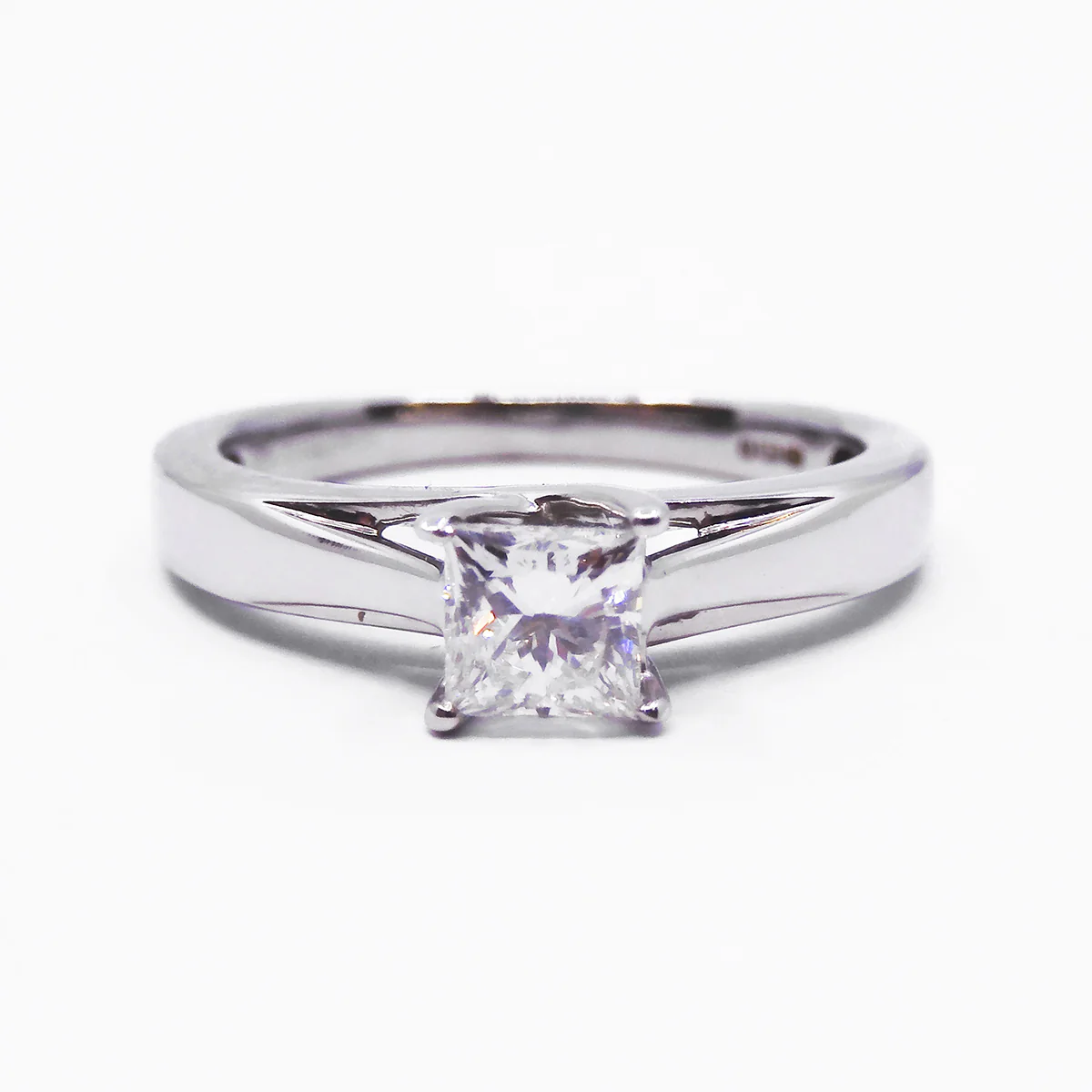 0.50ct Princess Cut Diamond Solitaire Engagement Ring | Pre-Loved | Platinum - Image 2