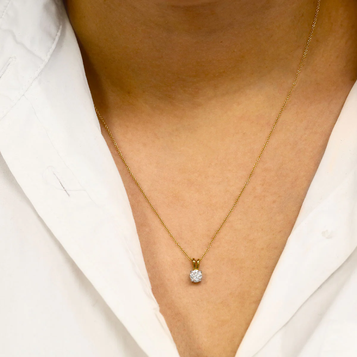 0.50ct Round Brilliant Cut Diamond Solitaire Pendant (Chain Not Included) | Pre-loved | 18K Yellow Gold - Image 4