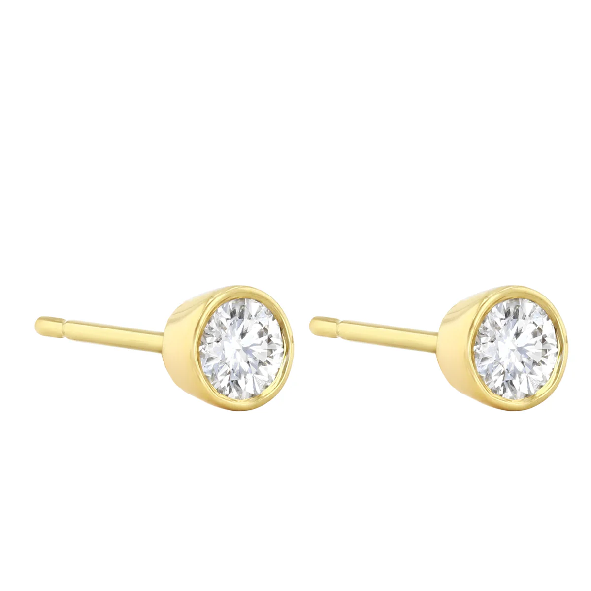 0.50ct Round Solitaire Rubover Stud Earrings | Pre-Loved | 18K Yellow Gold - Image 3