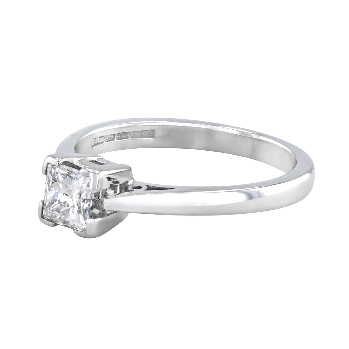 0.53ct Emerald Cut Diamond Solitaire Engagement Ring | Pre-Loved | 18K White Gold - Image 3