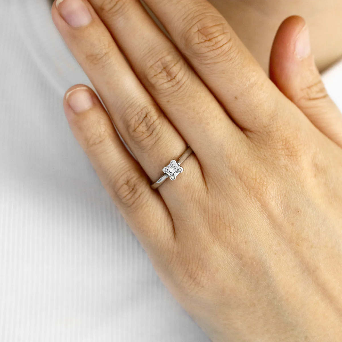 0.53ct Emerald Cut Diamond Solitaire Engagement Ring | Pre-Loved | 18K White Gold - Image 6