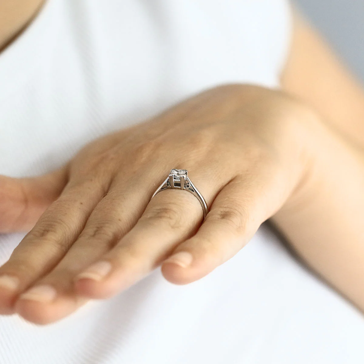 0.53ct Emerald Cut Diamond Solitaire Engagement Ring | Pre-Loved | 18K White Gold - Image 8