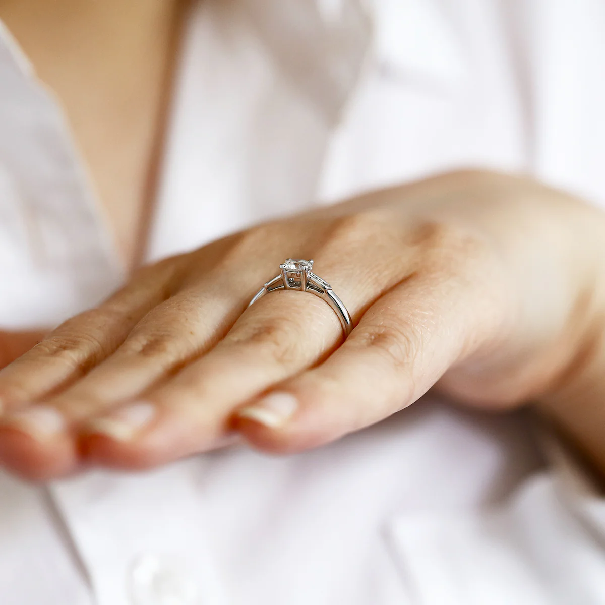 0.57ct Round Brilliant Diamond Solitaire Ring | 18K White Gold - Image 8