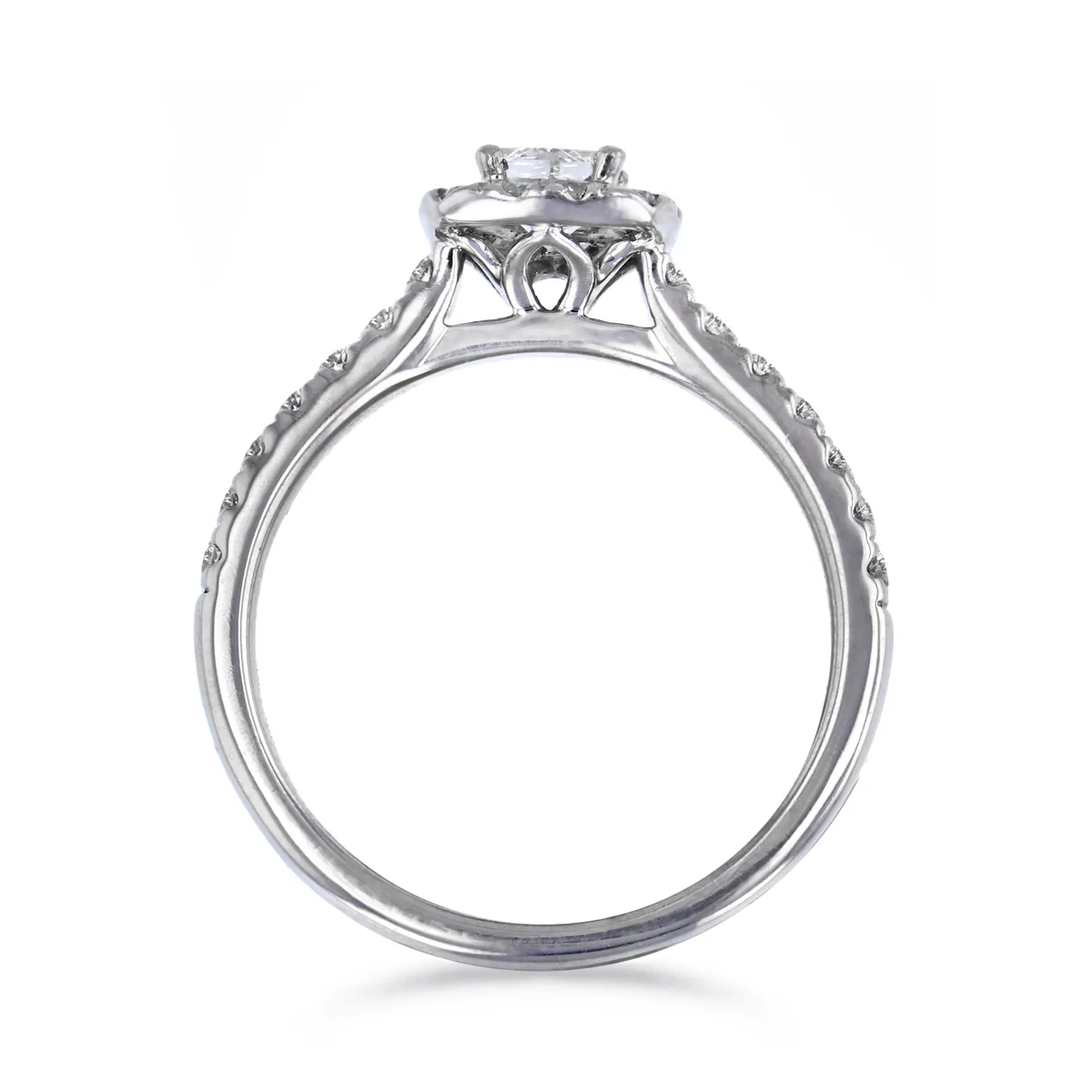 0.60ct Princess Cut Diamond Halo Engagement Ring | Pre-Loved | 18K White Gold - Image 5
