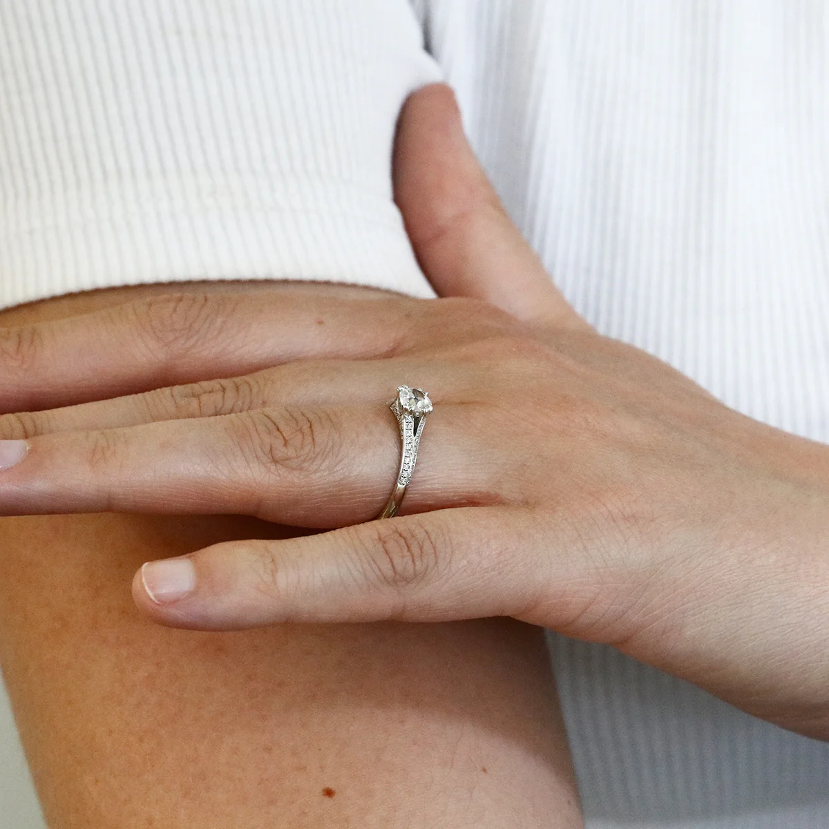 0.61ct Old Cut Diamond Solitaire Ring | Pre-Loved | Platinum - Image 7