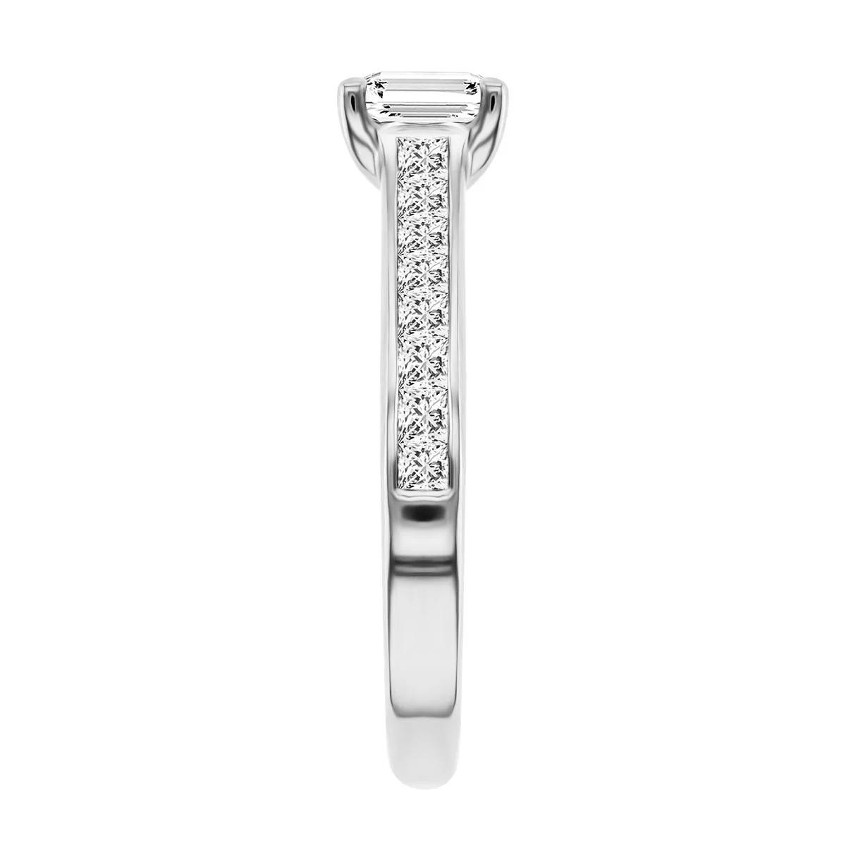 0.71 Chloe Asscher Cut Solitaire with Diamond Shoulders |  F Colour | Platinum - Image 4