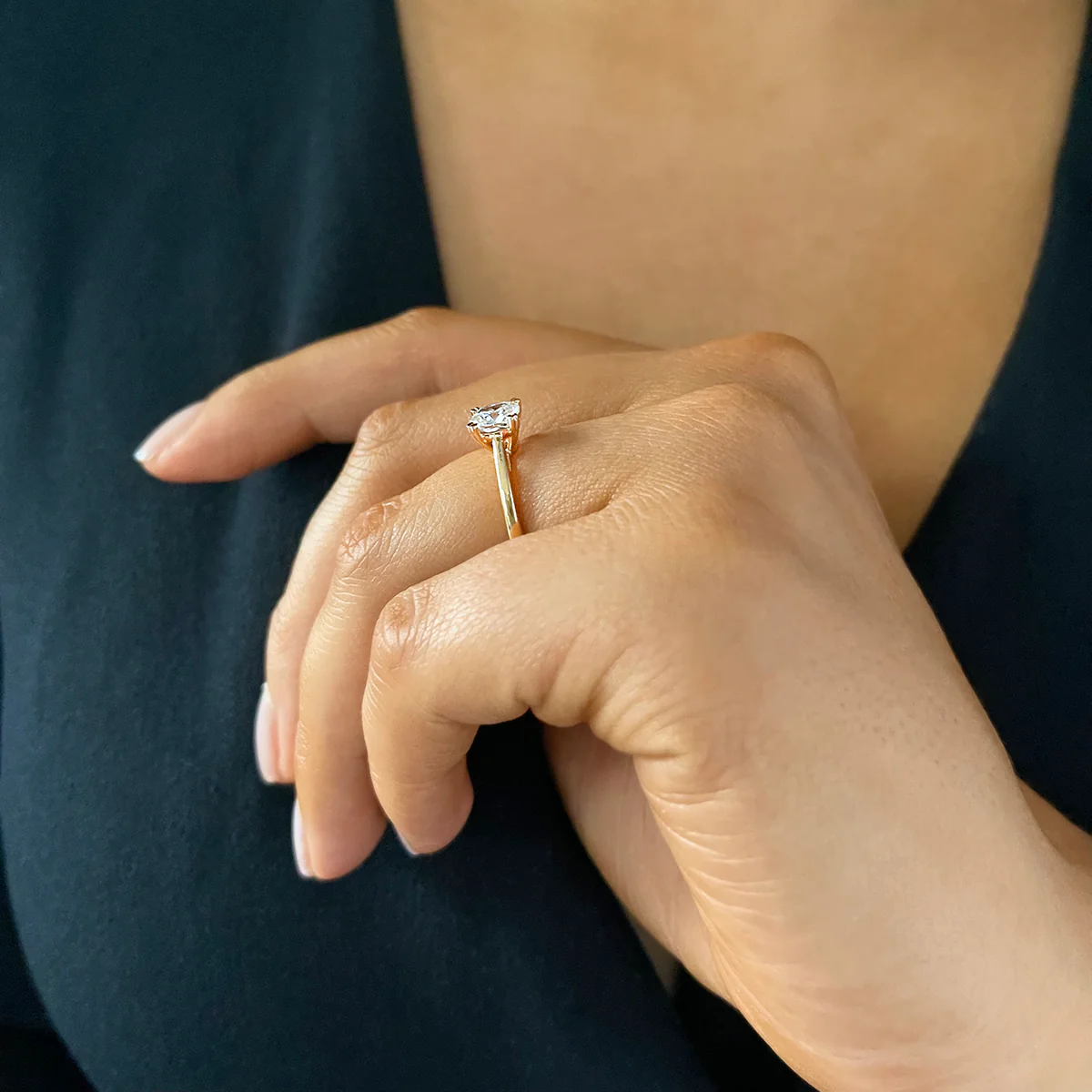 0.71 Chloe Asscher Cut Solitaire with Diamond Shoulders |  F Colour | Platinum - Image 8