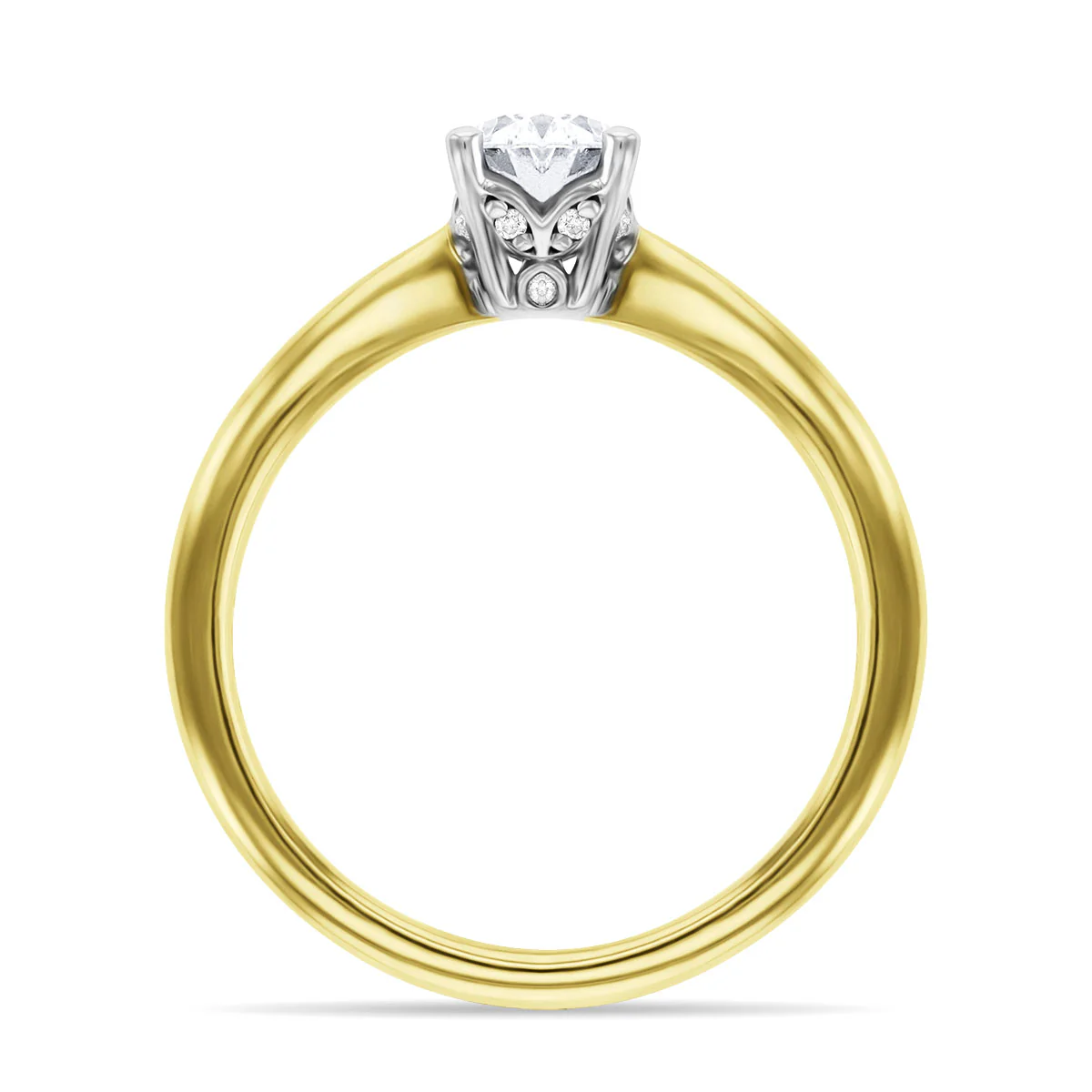 0.71ct Vanessa Oval Cut Diamond Solitaire with Hidden Diamond Floral Motif Engagement Ring | 18K Yellow Gold - Image 4