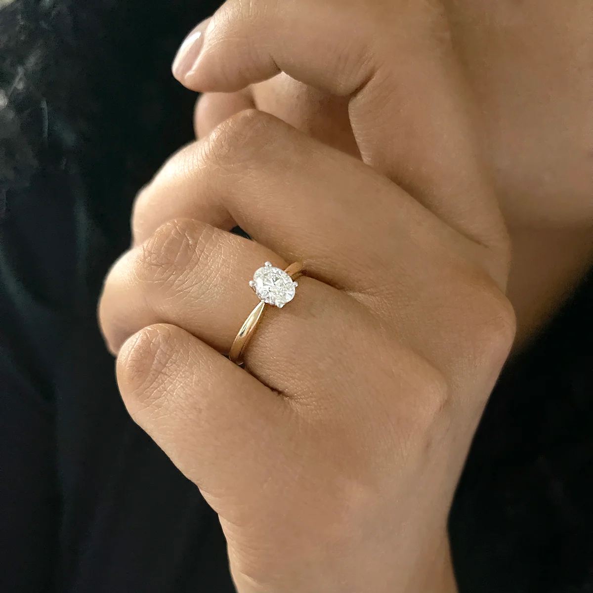 0.71ct Vanessa Oval Cut Diamond Solitaire with Hidden Diamond Floral Motif Engagement Ring | 18K Yellow Gold - Image 7