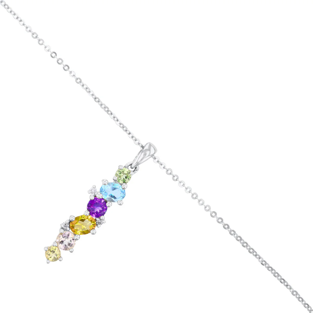 0.72ct Multi-Cut Gemstone and Diamond Drop Necklace | 9K White Gold - Image 3