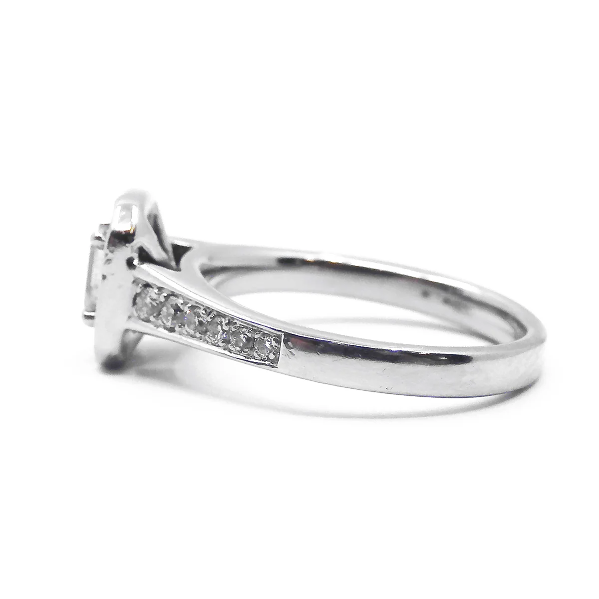 0.74ct Emerald Cut Diamond Halo Engagement Ring | Pre-Loved | Platinum - Image 2