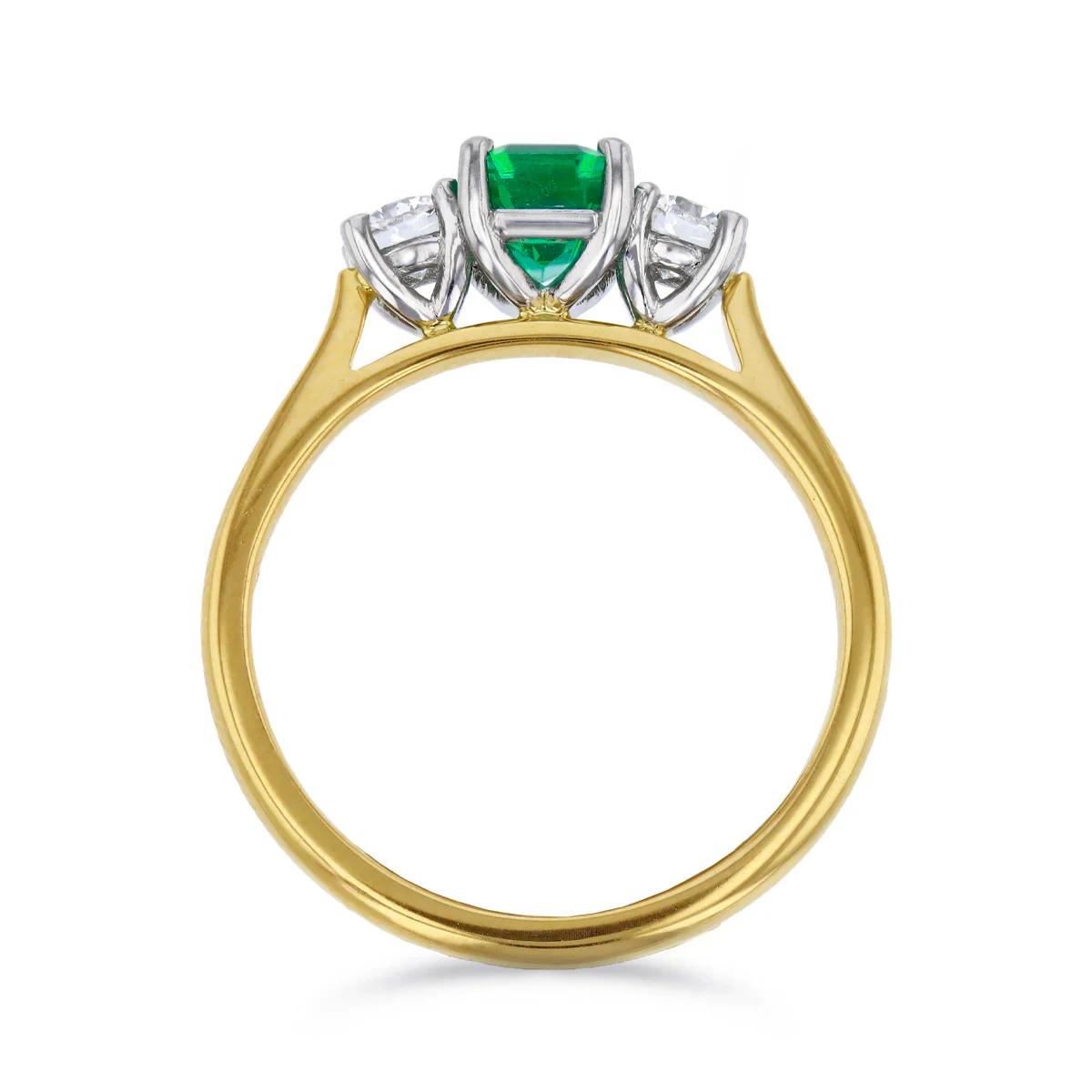 0.81ct Zambian Emerald and 0.38ct Diamond Three Stone Ring | Platinum - Image 5