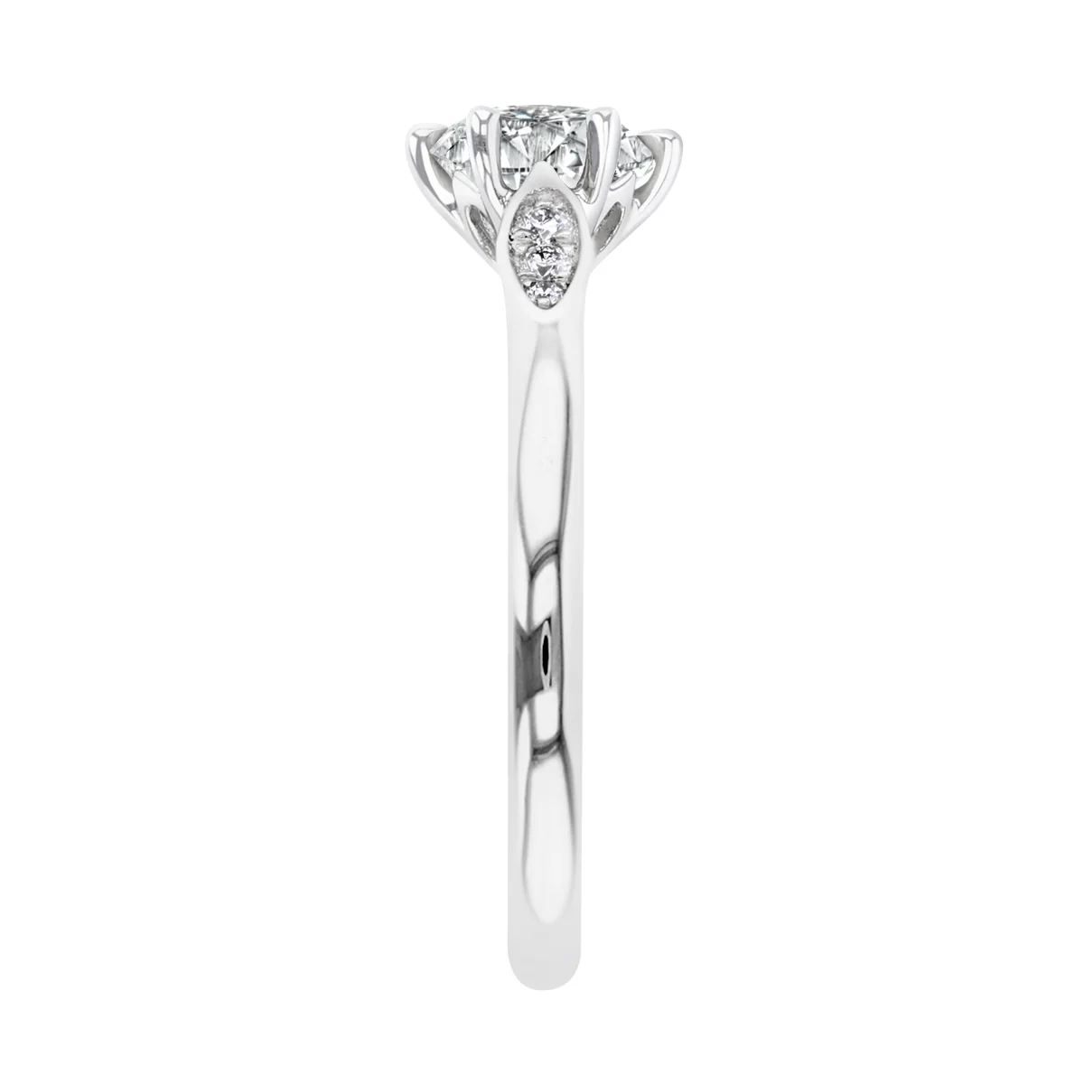 0.86ct Lila Diamond Solitaire Engagement Ring with Petal Diamond Shoulders | Platinum - Image 4