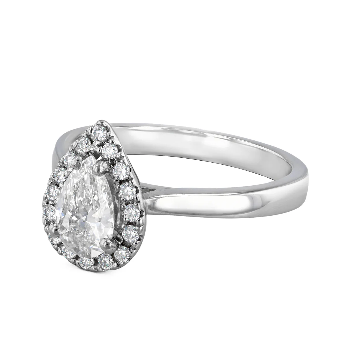 0.86ct Pear Halo Ring | Pre-Loved | Platinum - Image 3