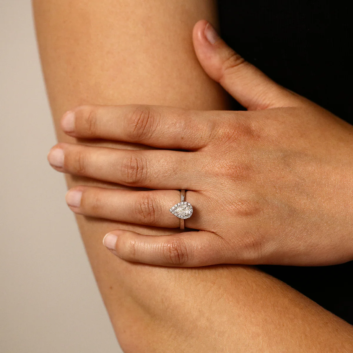 0.86ct Pear Halo Ring | Pre-Loved | Platinum - Image 6