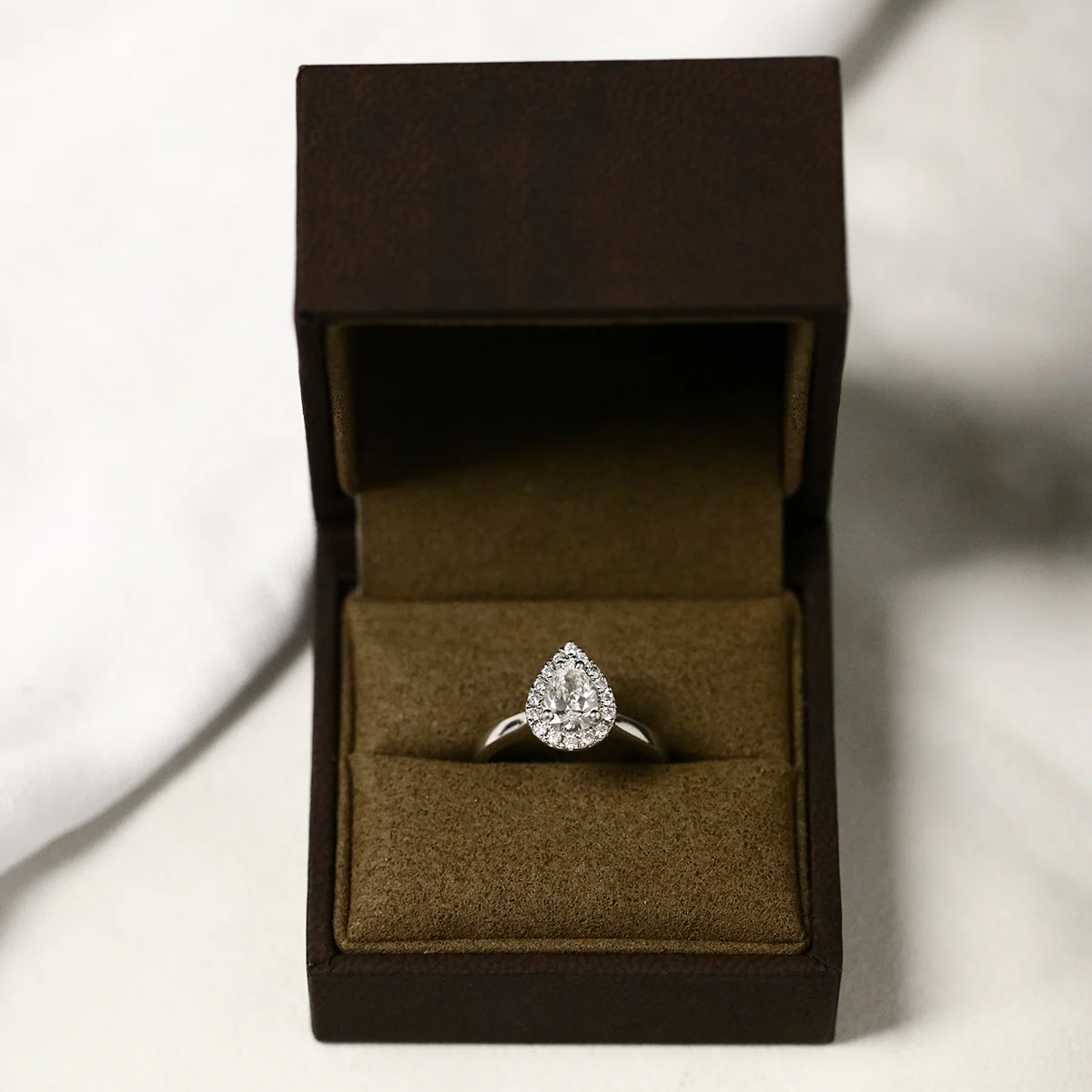 0.86ct Pear Halo Ring | Pre-Loved | Platinum - Image 9
