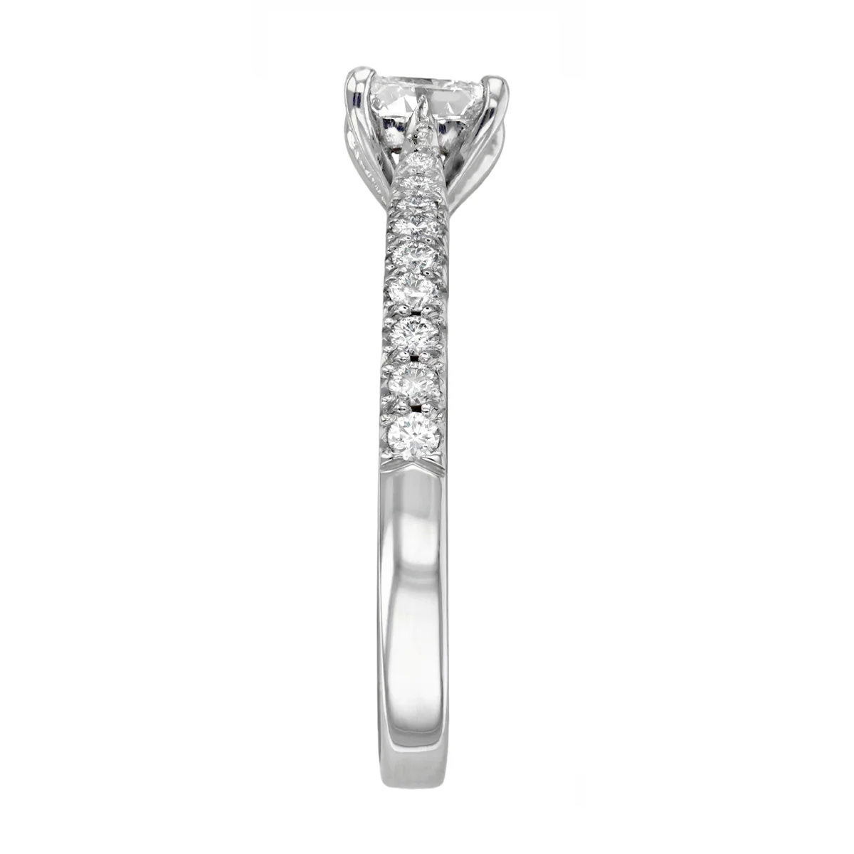 0.96ct Flawless Princess Cut Diamond Shoulder Set Diamond Engagement Ring | Pre-Loved | Platinum - Image 4