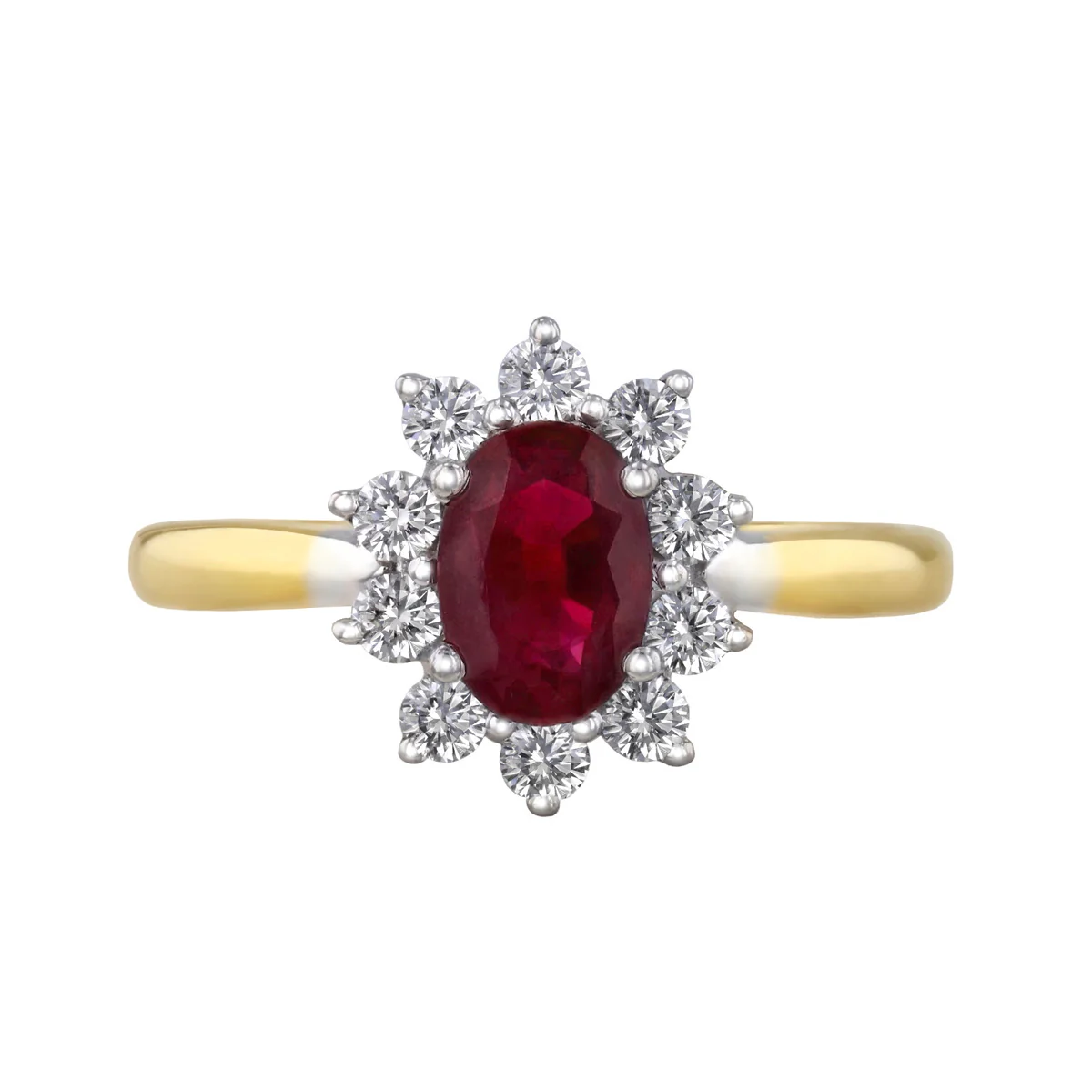 0.96ct Ruby and 0.34ct Diamond Cluster Ring | 18K Yellow Gold - Image 2