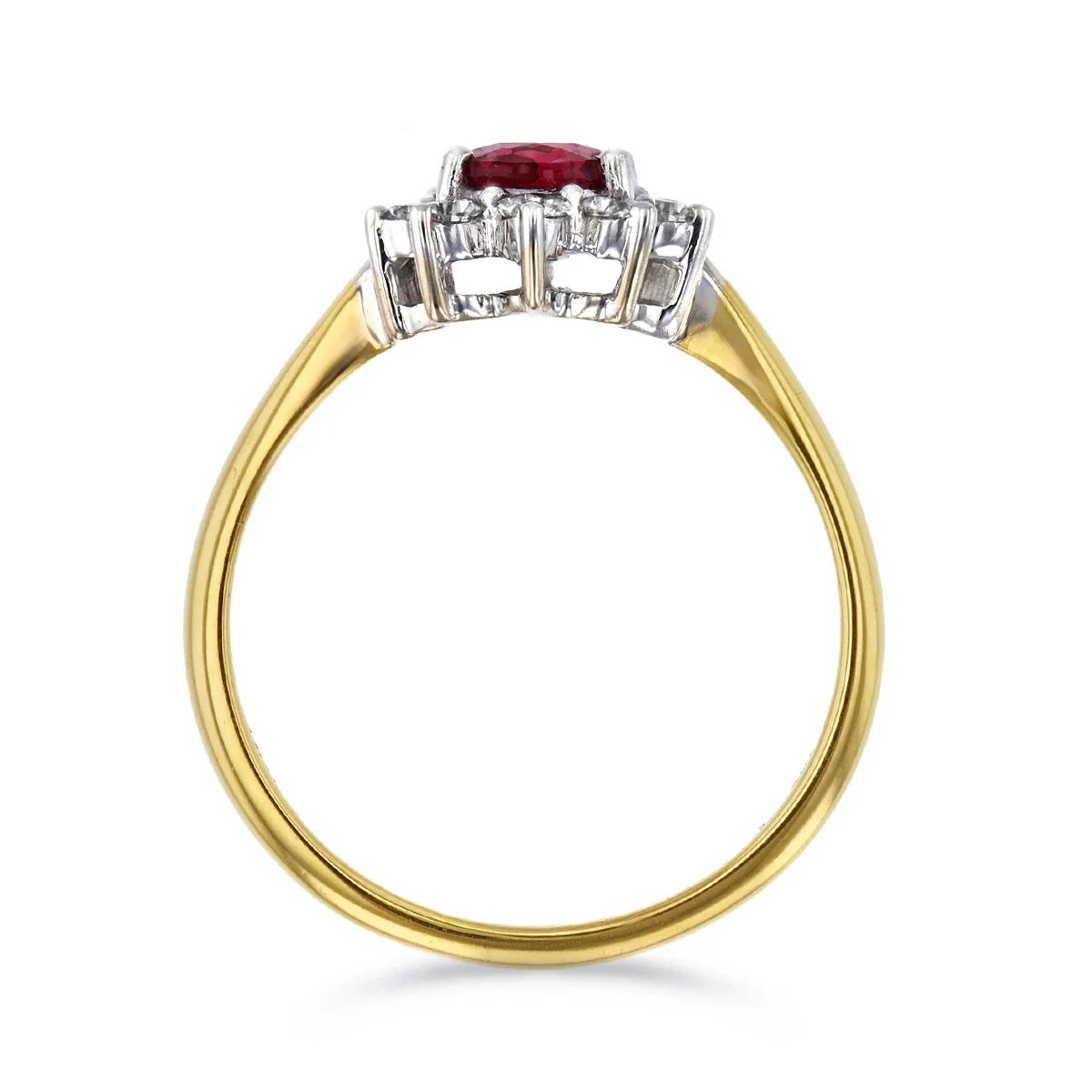 0.96ct Ruby and 0.34ct Diamond Cluster Ring | 18K Yellow Gold - Image 5