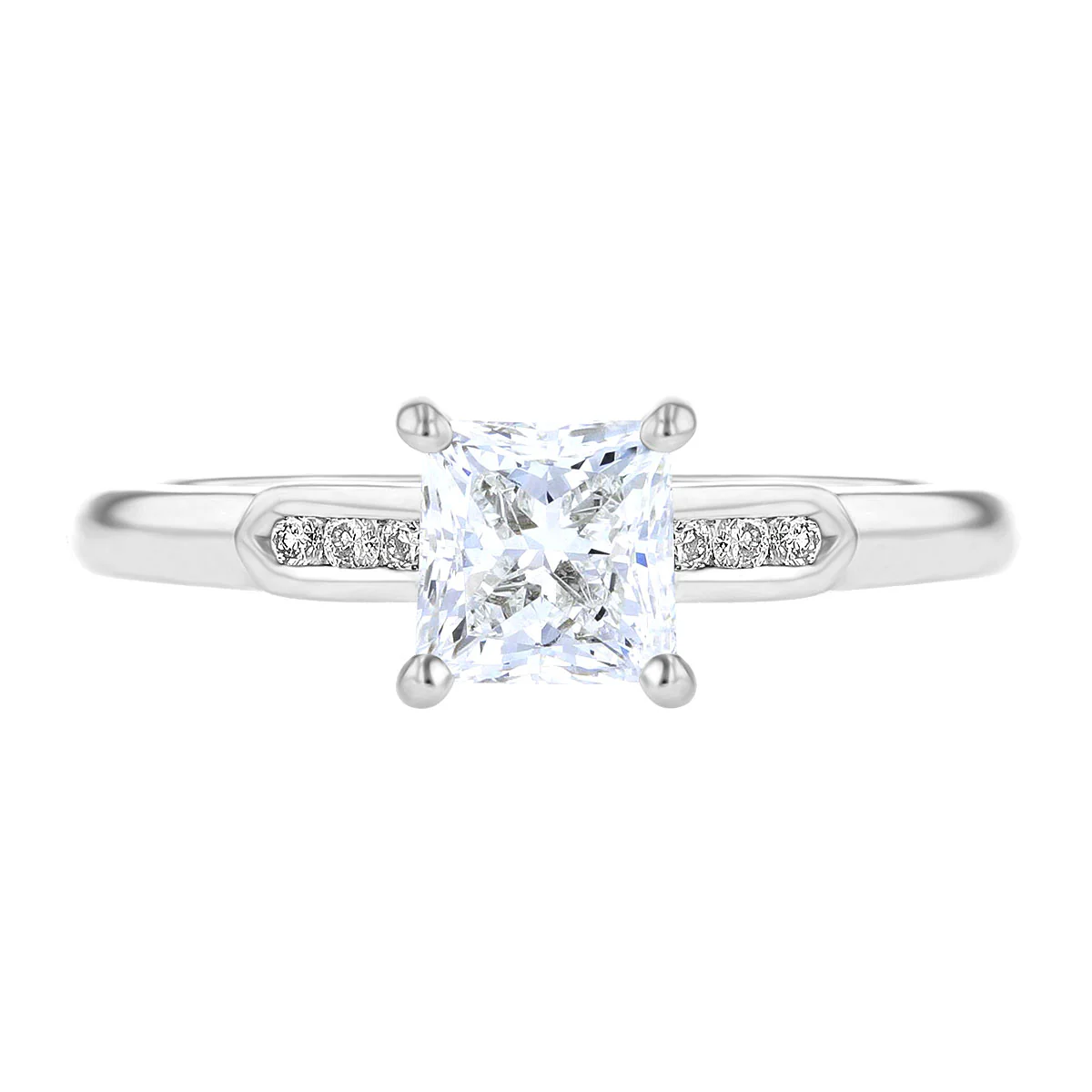 0.97ct Serena Princess Cut Diamond Engagement Ring with Channel Set Shoulders | 18K White Gold - Image 4