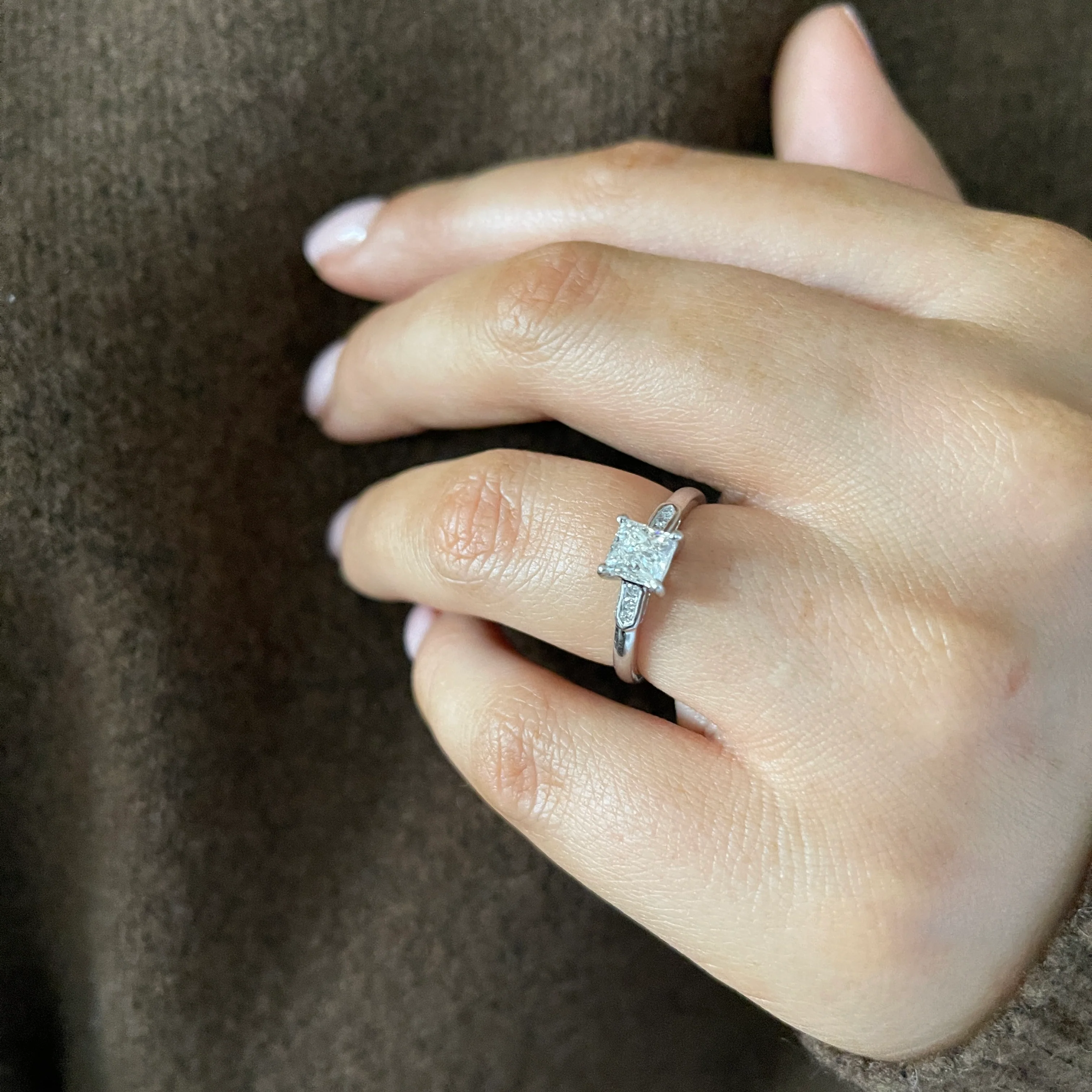 0.97ct Serena Princess Cut Diamond Engagement Ring with Channel Set Shoulders | 18K White Gold - Image 7