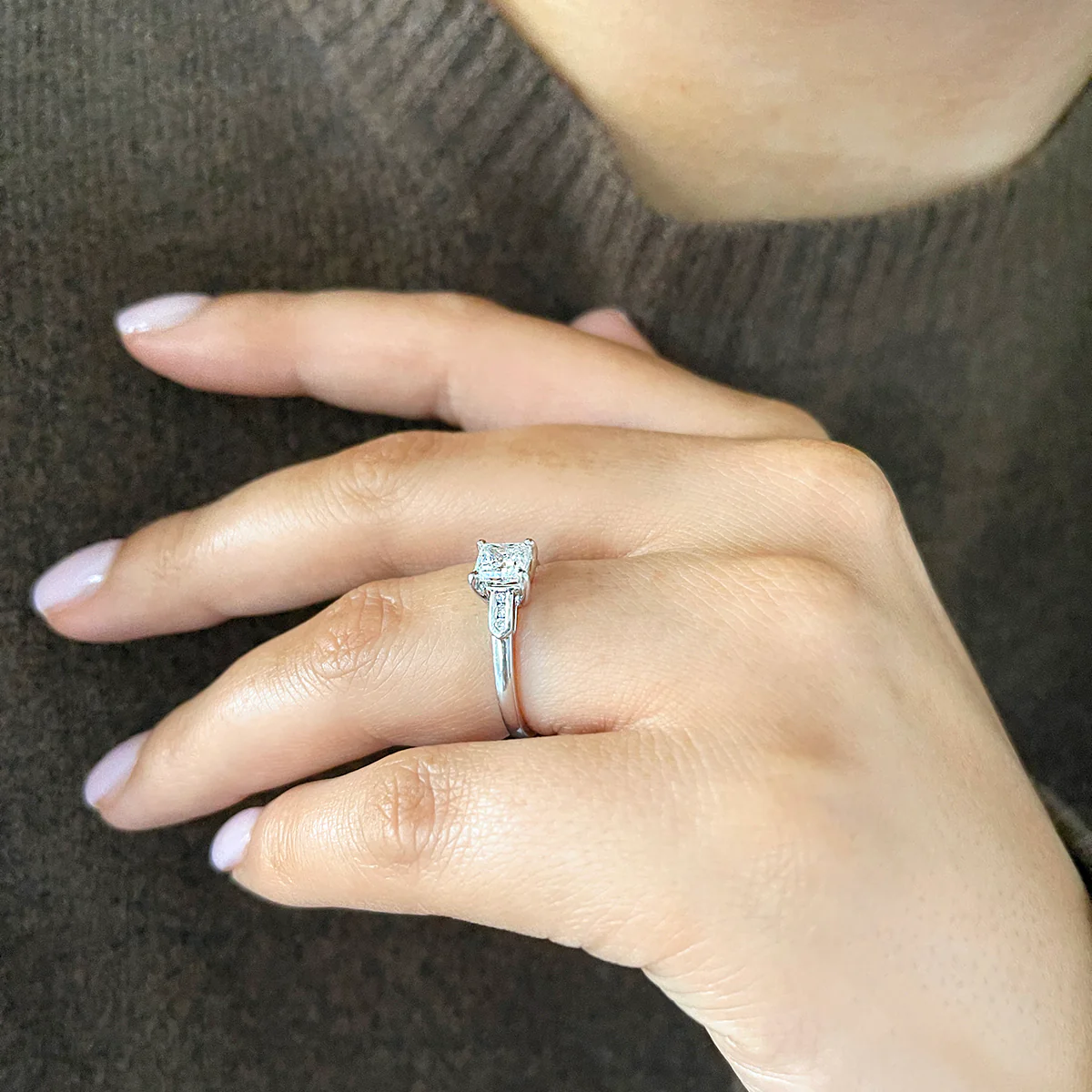 0.97ct Serena Princess Cut Diamond Engagement Ring with Channel Set Shoulders | 18K White Gold - Image 9