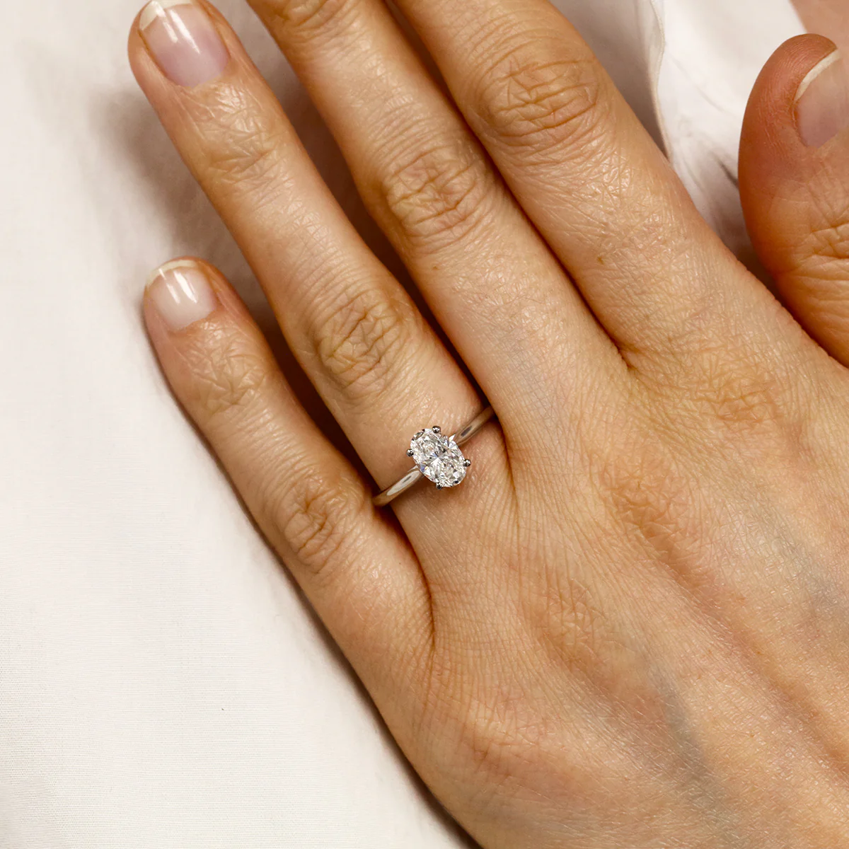 0.99ct Ophelia Natural Oval Cut Diamond Solitaire Engagement Ring | Platinum - Image 6