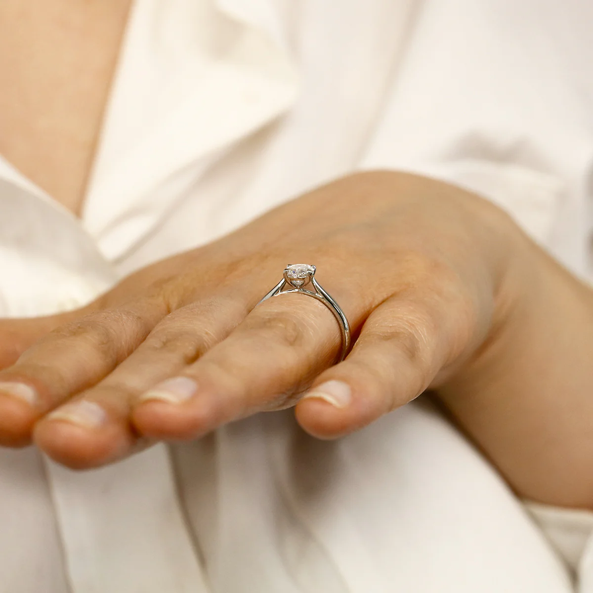 0.99ct Ophelia Natural Oval Cut Diamond Solitaire Engagement Ring | Platinum - Image 7