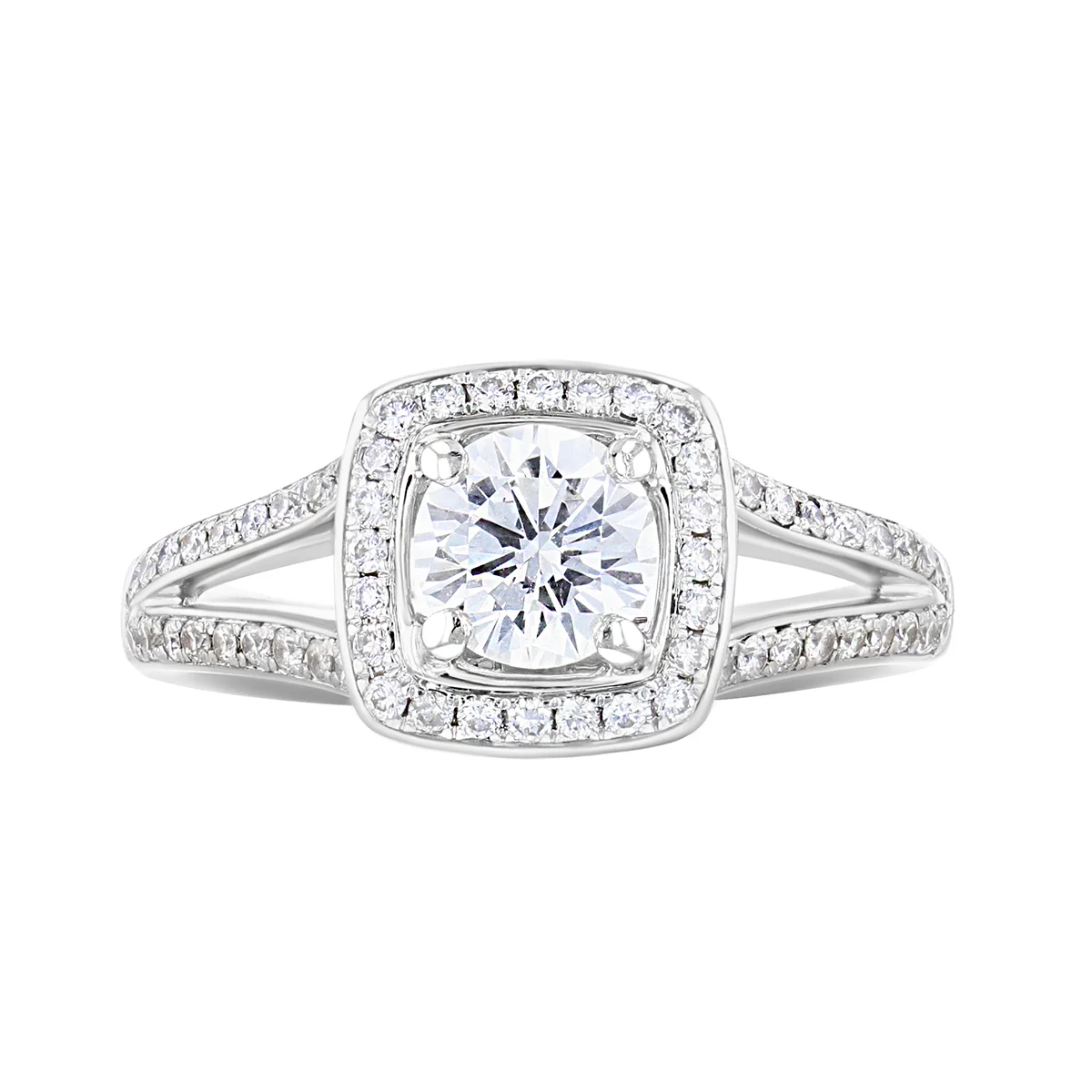 1.00ct Diamond Split Shoulder Halo Engagement Ring | Pre-Loved | Platinum - Image 3