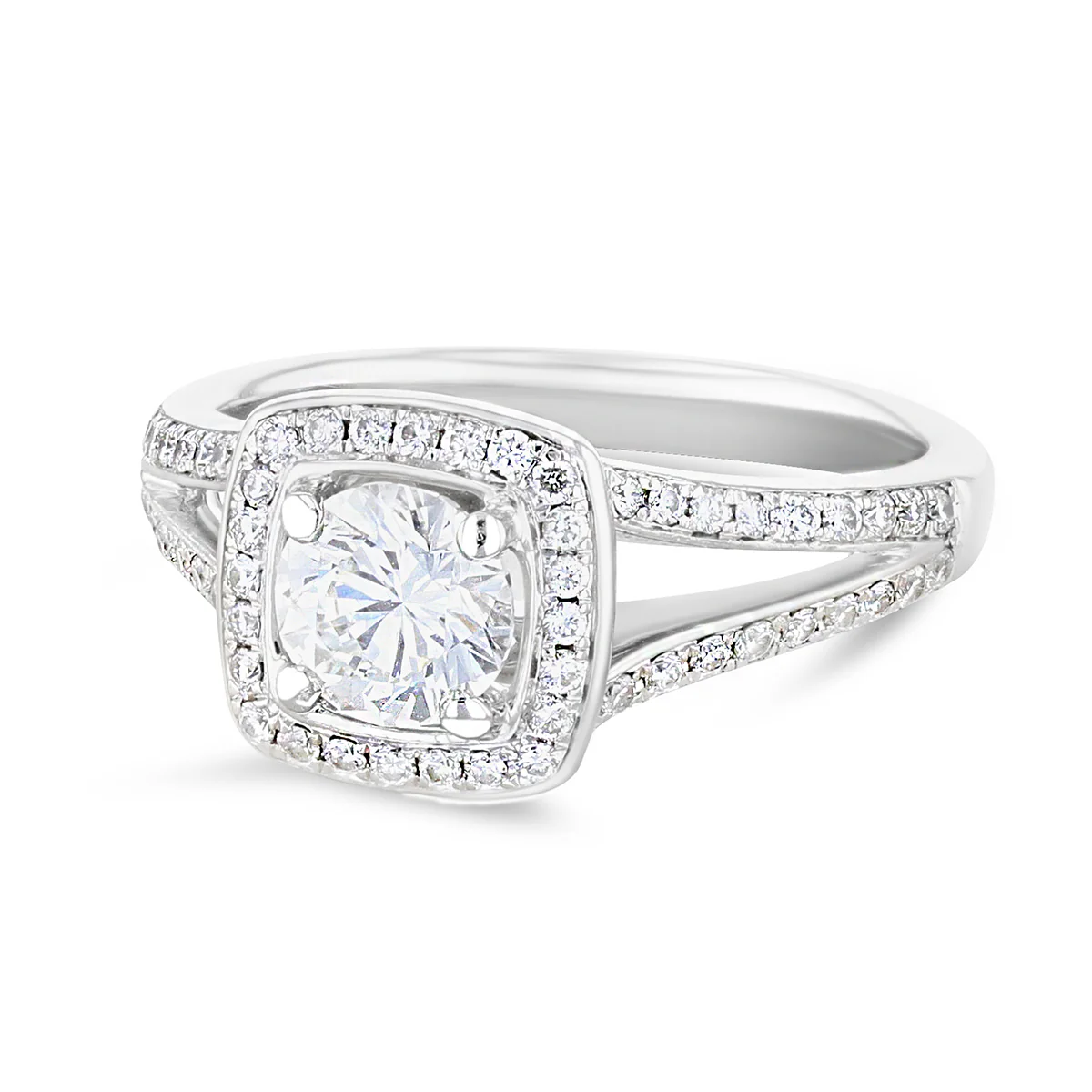 1.00ct Diamond Split Shoulder Halo Engagement Ring | Pre-Loved | Platinum - Image 4